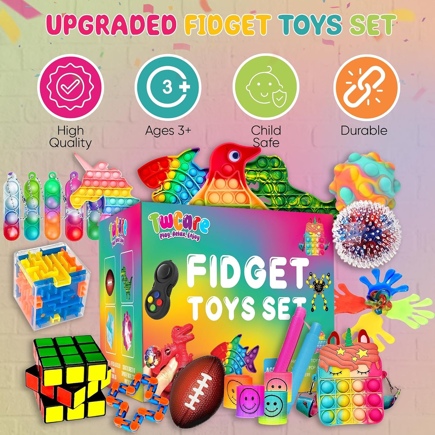 Hot 120 Pcs Fidget Toys Pack, Pop Sensory Party Favors Set Gifts for Kids Adults Boy Girl Stocking Stuffers Autistic Bulk Goodie Bag Filler Treasure Box Classroom Prizes School