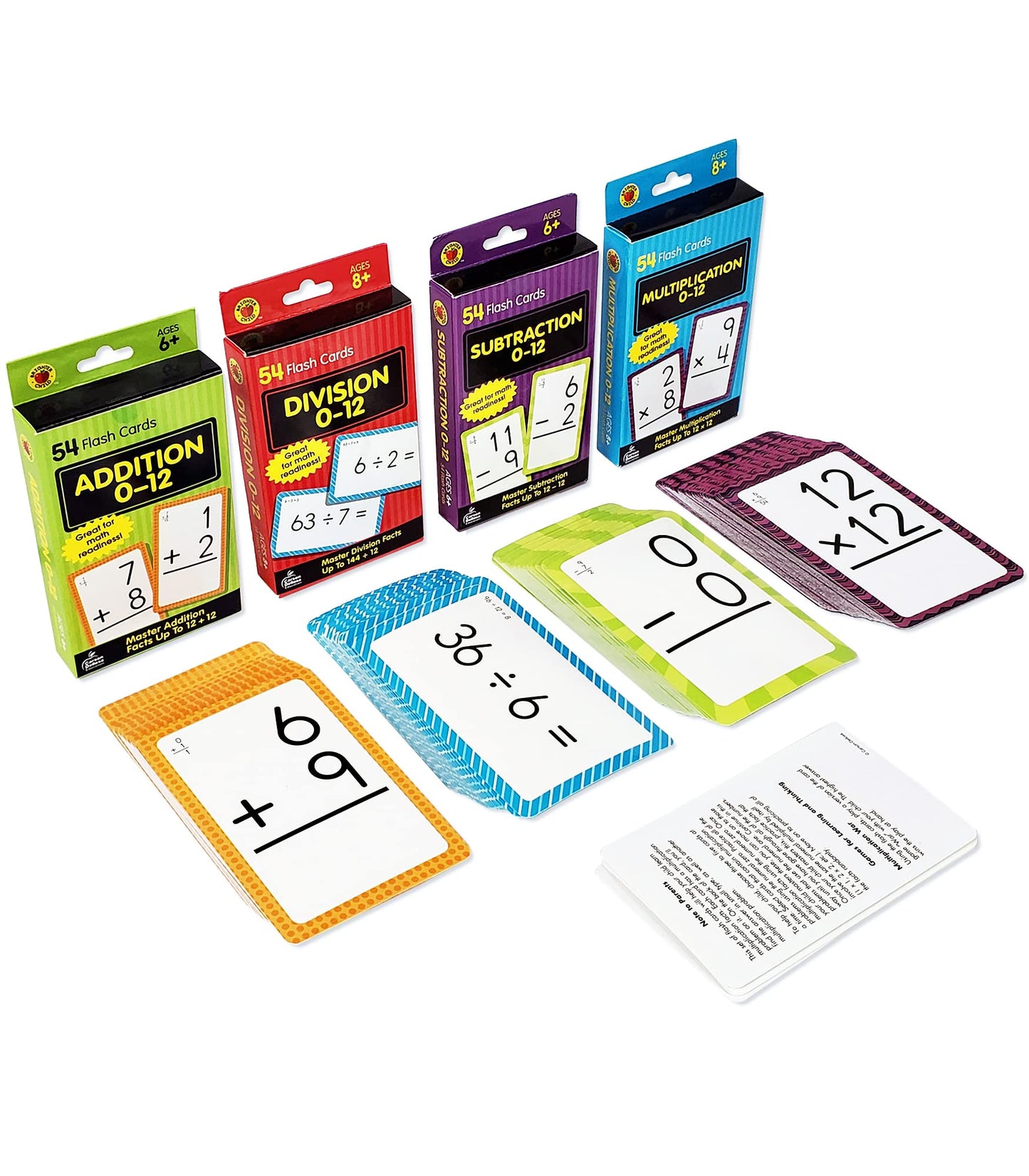 Hot Carson Dellosa Division, Fractions, and Multiplication Flash Cards, 3 Sets of Flashcards, Math Games for Kids 8-12, 3rd Grade Mathematics Practice and Up