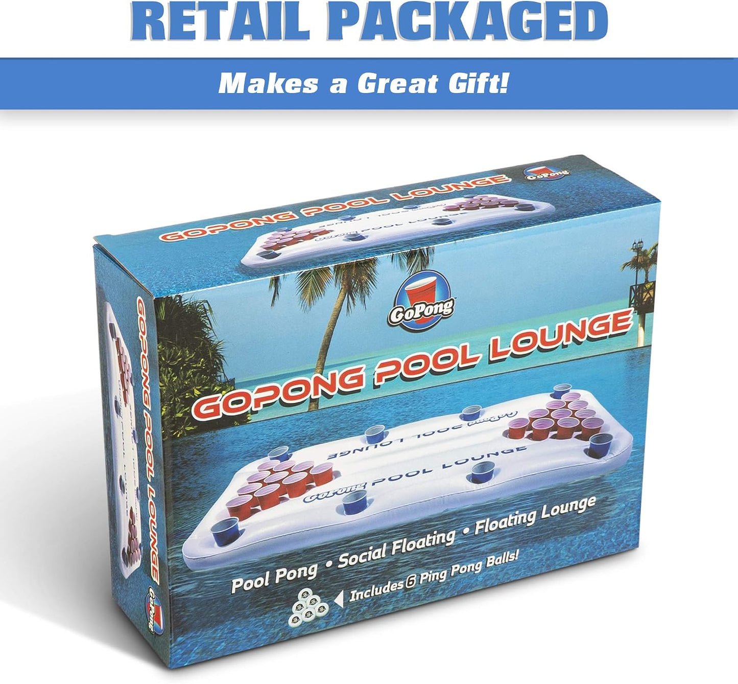HotGoPong Pool Lounge Beer Pong Inflatable with Social Floating, White