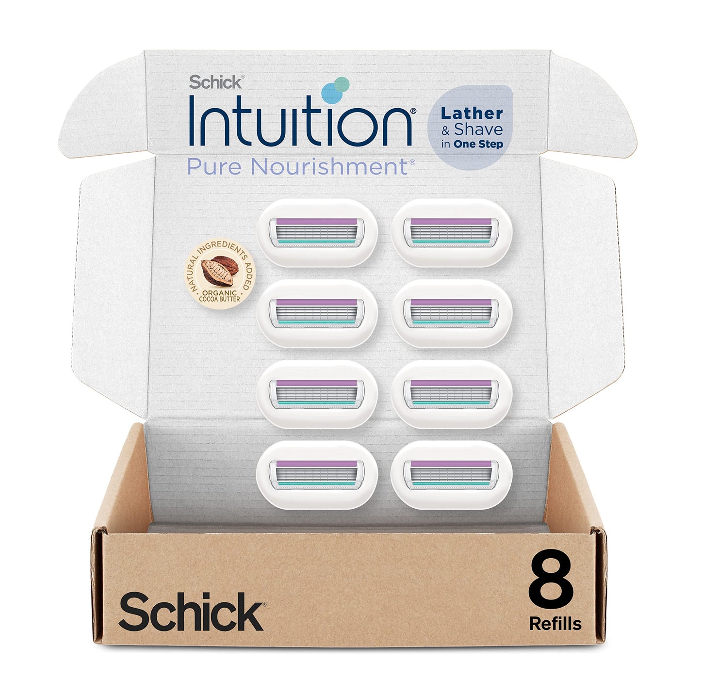 HotSchick Intuition Razors Variety Pack - 1 Razor Handle & 4 Blades Refill | Shaving Kit for Beginners, Gift Set, and Razor Starter Kit