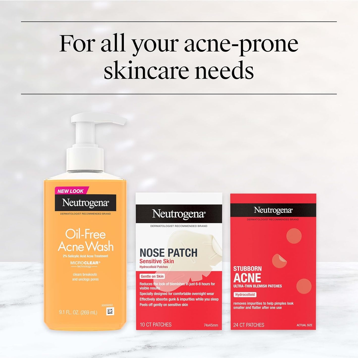 HotNeutrogena Oil Free Acne Face Wash for Oily Skin, Salicylic Acid Cleanser, Noncomedogenic, Residue Free, Easy Pump Bottles, 9.1 Fl Oz, 3 Count