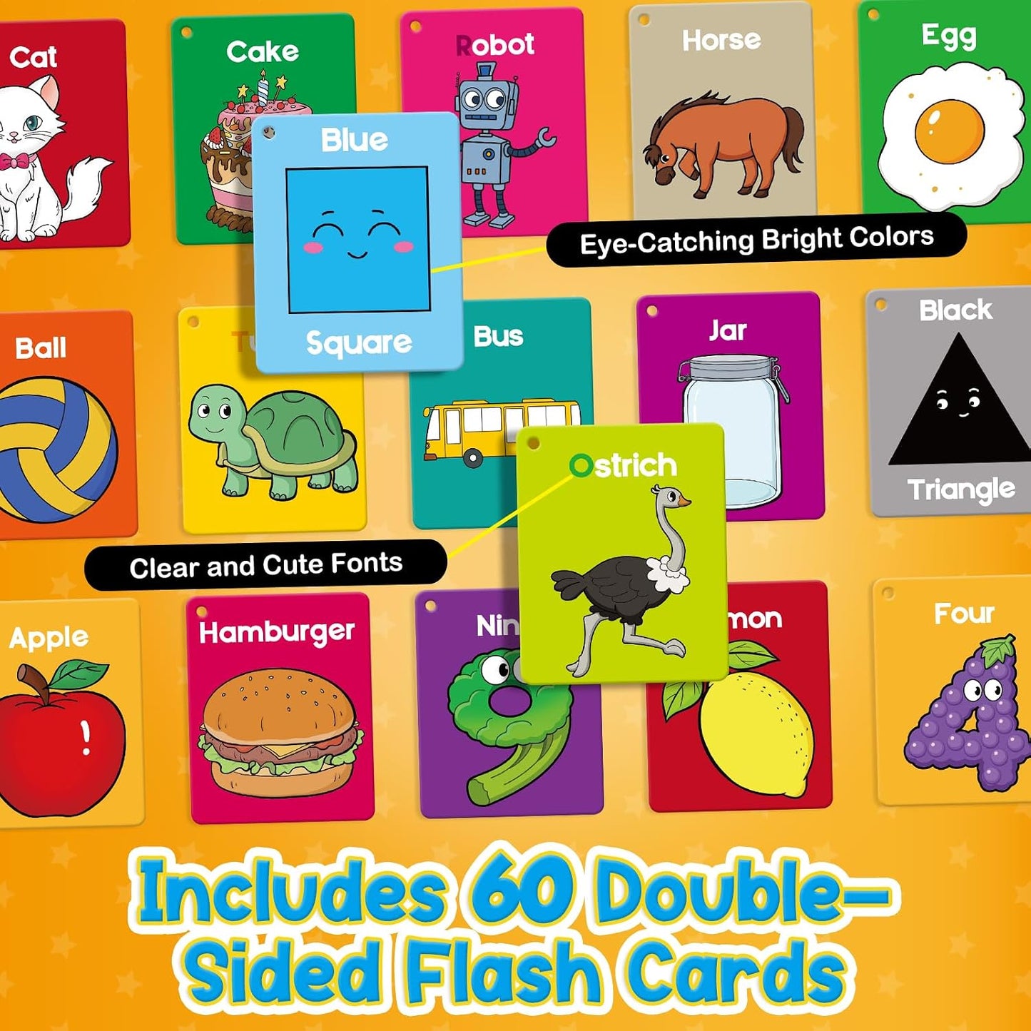 Hot Torlam Toddler Flash Cards Baby Cognitive Flashcards for Kids, Learning Alphabet, Numbers, Shapes & Colors, Animals, First Words, Body Parts, Foods, Preschool Kindergarten Activities Educational Toys