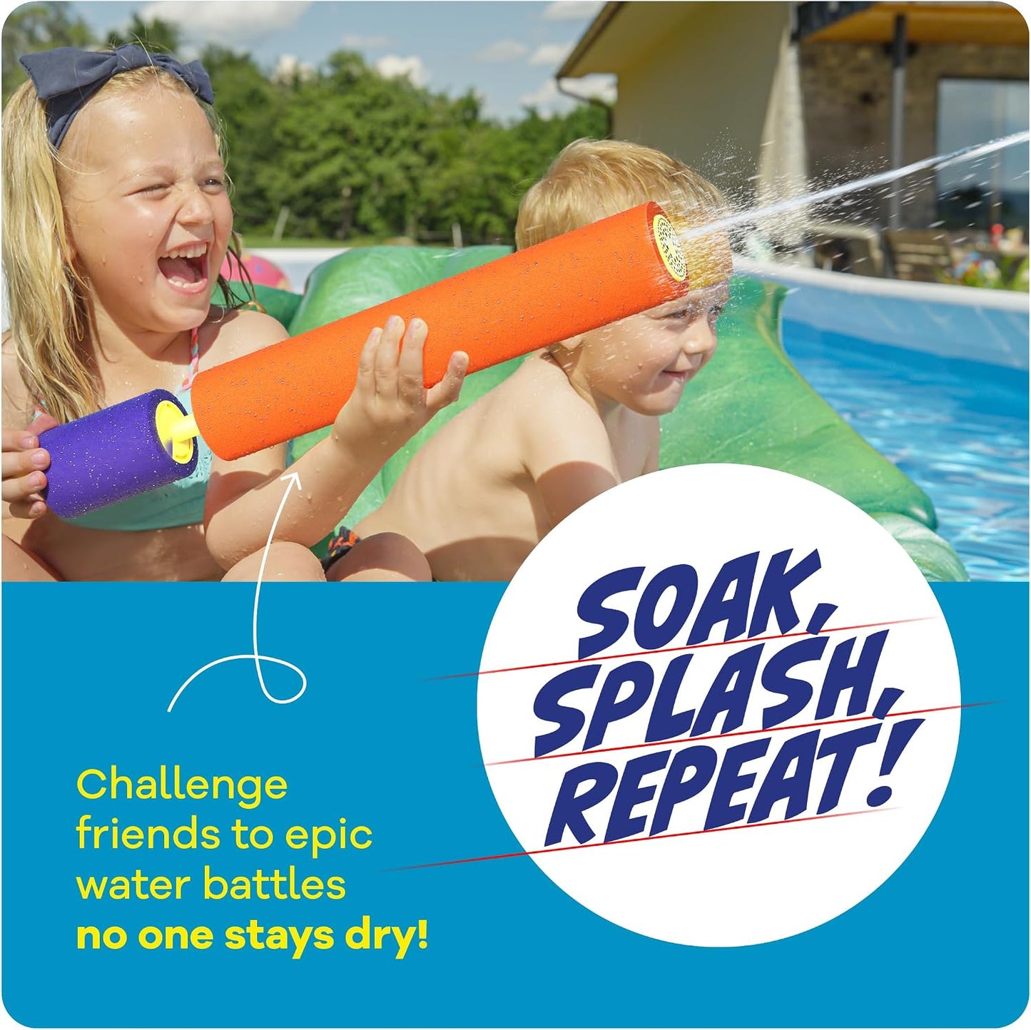 HotWater Guns For Kids - Outdoor Water Toys - Pool Toys for Kids Ages 4-8, 6-8, 8-10, 8-12 - Squirt Gun Blaster - Pool Games - Backyard Summer Party Activities - Kid Swim Toy for Girls, Boys, Teen - 3 Pk