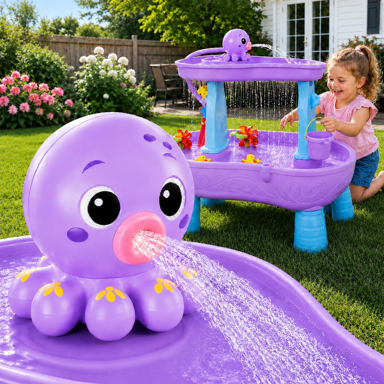 Hot Upgraded Octopus Water Table Pump with Huge Water Output, 3H Non-Stop Fun for Step 2, Rechargeable Water Pump for Water Table, Water Table Accessories for Kids, Toddlers Summer Water Toys (Pump Only)