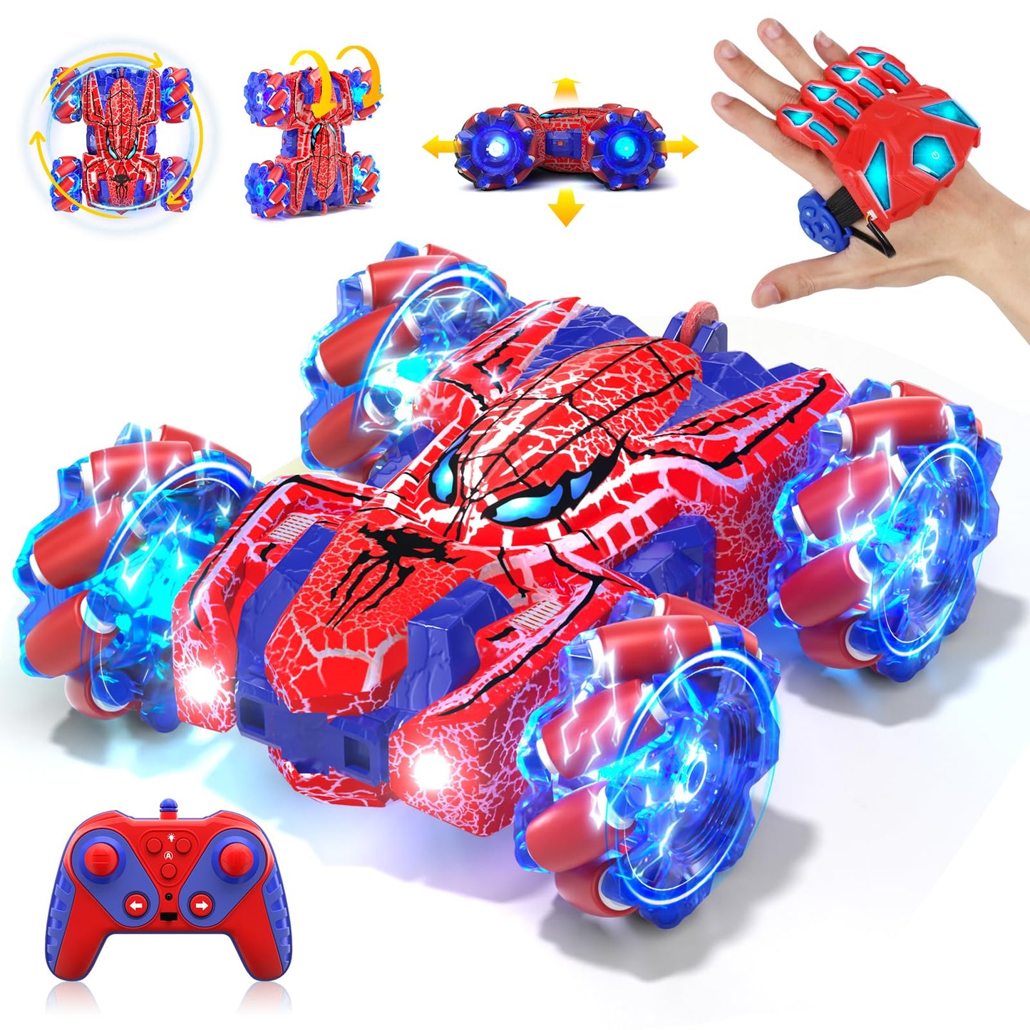 HotSpider Gesture Sensing Remote Control Car, Double Sided RC Cars with Full-Body Light, 2.4GHz Hand Controlled Rechargeable RC Stunt Car Toys Birthday Gift for Boys 3 4 5 6 7 8 9 10 11 12