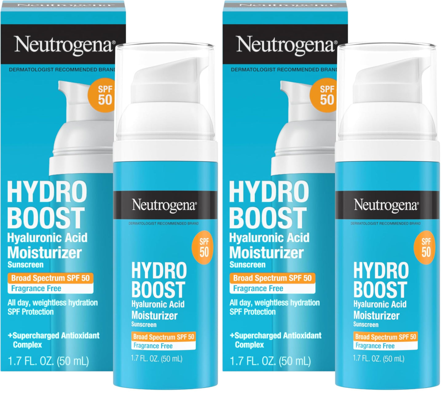HotNeutrogena Hydro Boost Hyaluronic Acid Face Moisturizer with Broad Spectrum SPF 50 Sunscreen, Non-Greasy, Fragrance Free Daytime Facial Moisturizer to Hydrate & Soothe Dry Skin, 1.7 fl. oz
