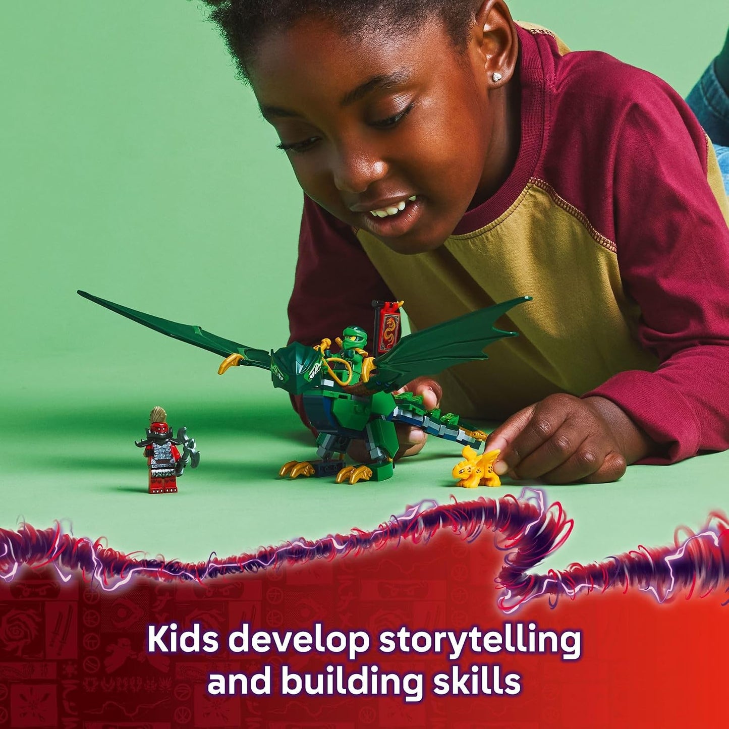 Hot LEGO NINJAGO Lloyd's Green Forest Dragon Toy - Pretend Play Building Toy for Boys and Girls, Ages 6+ - Birthday Gift for Kids - Dragon Figurine with 2 Minifigures for Kids - 71829