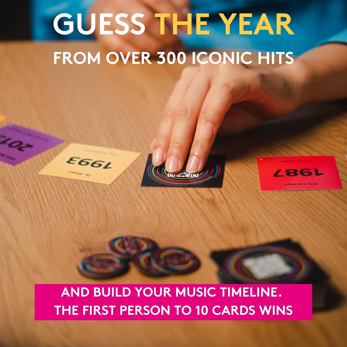 HotJumbo Hitster - The Music Fun Party Quiz Card Game, 2-10 Players - 300 Plus Iconic Music Hits - Great for Adult and Family Game Night