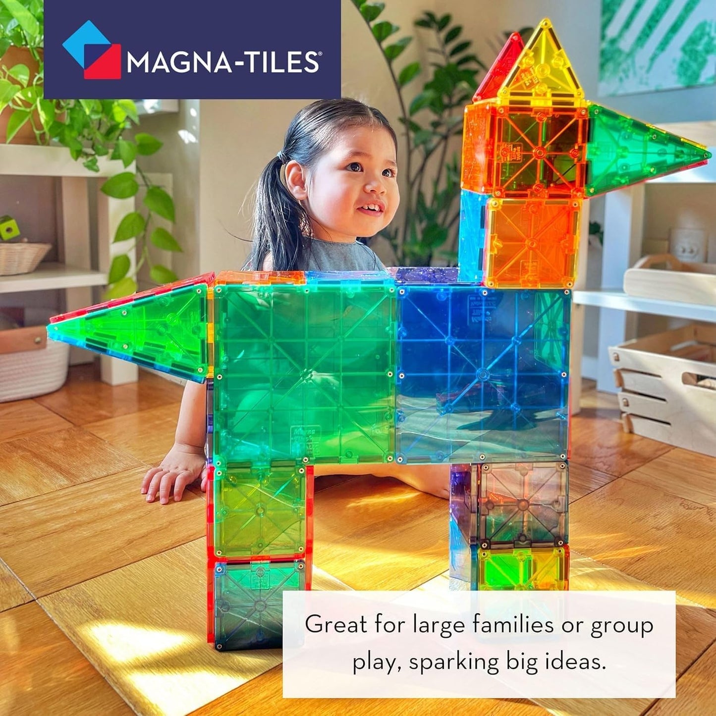 HotMAGNA-TILES Classic 100-Piece Magnetic Construction Set, The Original Magnetic Building Brand