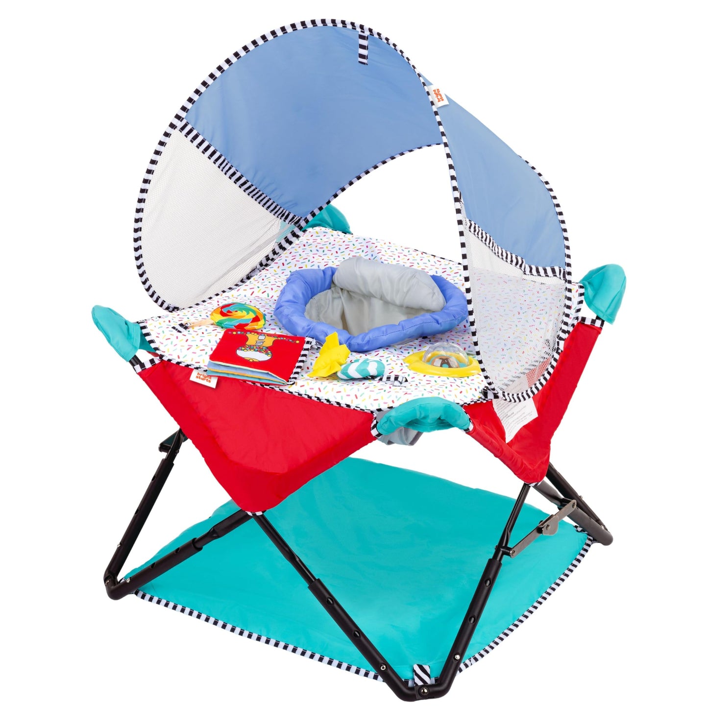 Hot Bright Starts Pop 'N Jump Portable Baby Jumper, Foldable Indoor/Outdoor Baby Jumper with Owl Forest Sensory Activities, Ages 6–12 Months