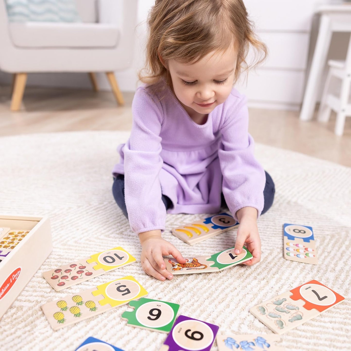 HotMelissa & Doug Self-Correcting Wooden Number Puzzles with Storage Box (40 pcs)