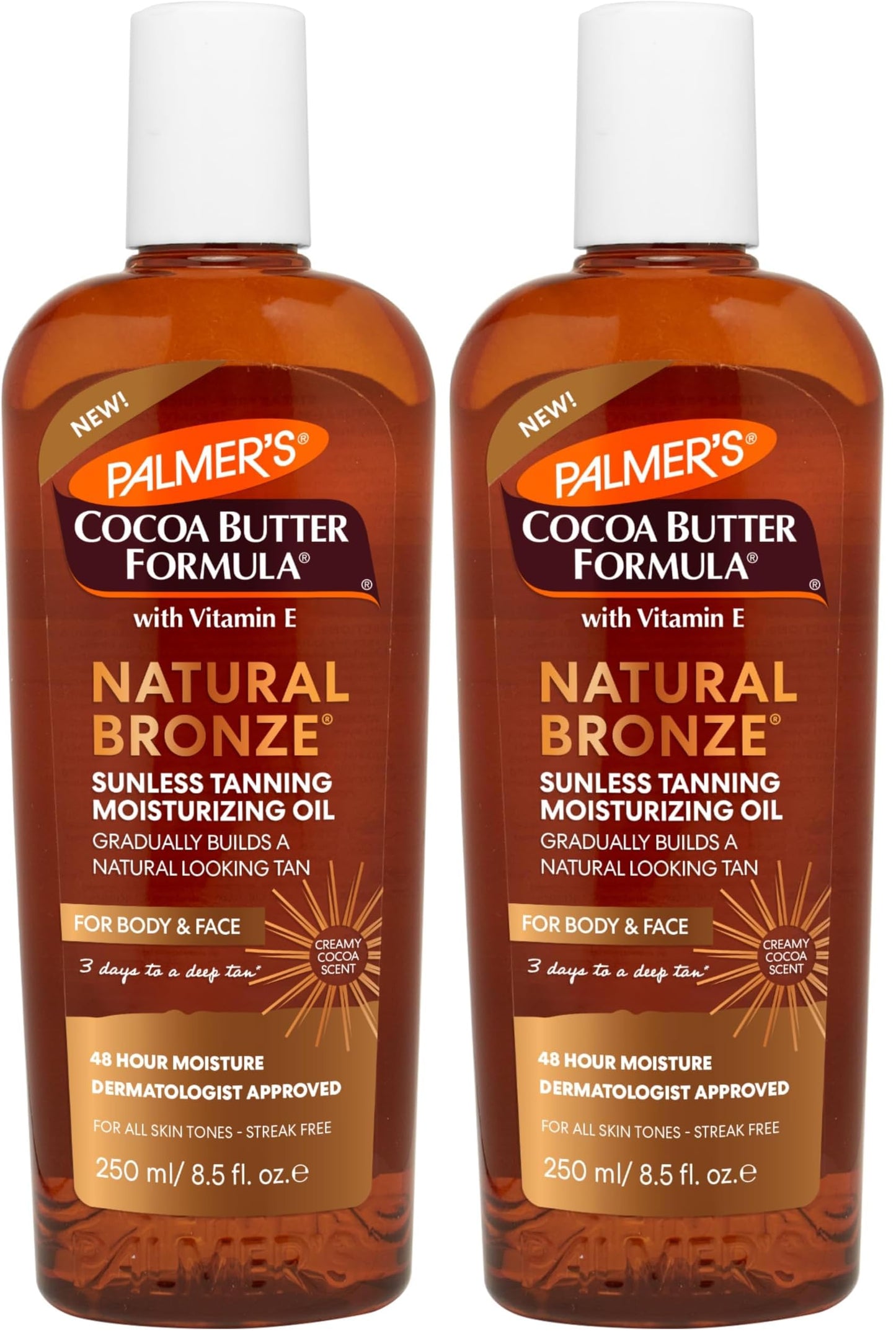 HotPalmer’s Cocoa Butter Formula, Natural Bronze Sunless Tanning Moisturizing Body Oil (8.5 fl oz), Face & Body Gradual Tanner, Buildable, Natural-Looking Tan in 3 Days, No Streak, 48-Hour Moisture