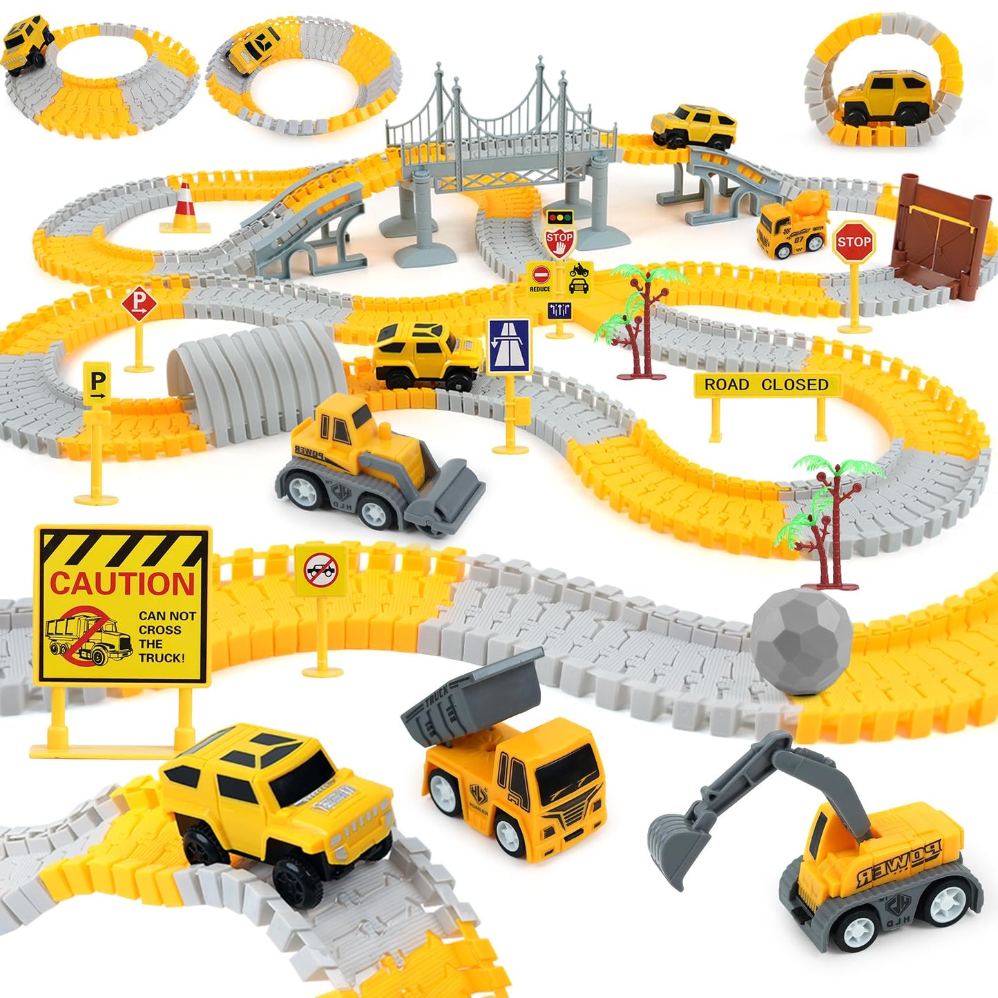 Hot GIAT Dinosaur Track Toys - Best Birthday Gifts for 3 4 5 6 7 Year Old Boys Girls, Dinosaur Race Car Track with Light & Sound, Create A Dinosaur World Road Race