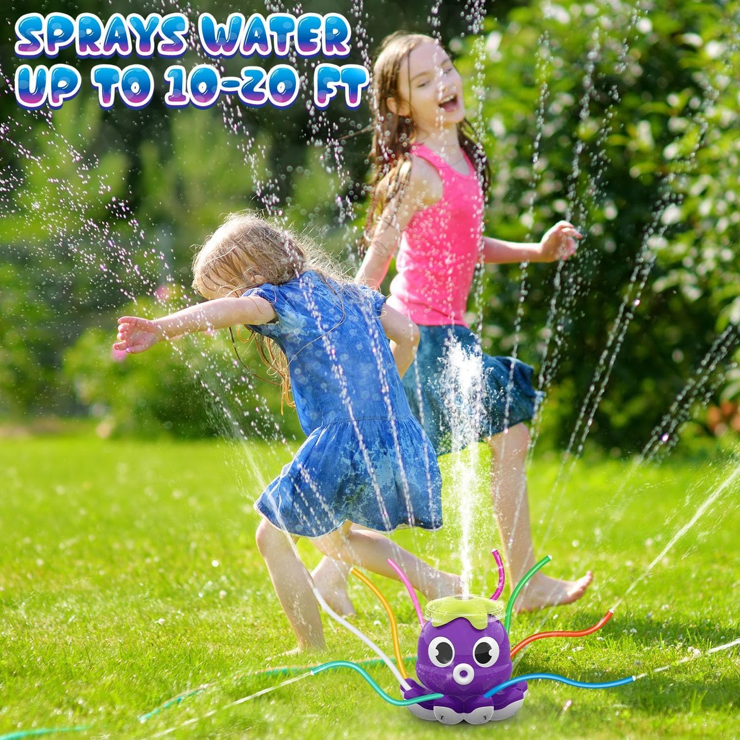 HotSAMTOP Outdoor Water Spray Sprinkler for Kids and Toddlers, Summer Outside Toys Backyard Games with 8 Wiggle Tubes, Attaches to Garden Hose Splashing Fun Toys for 3 4 5 6 7 8 Year Old Boys Girls Gifts