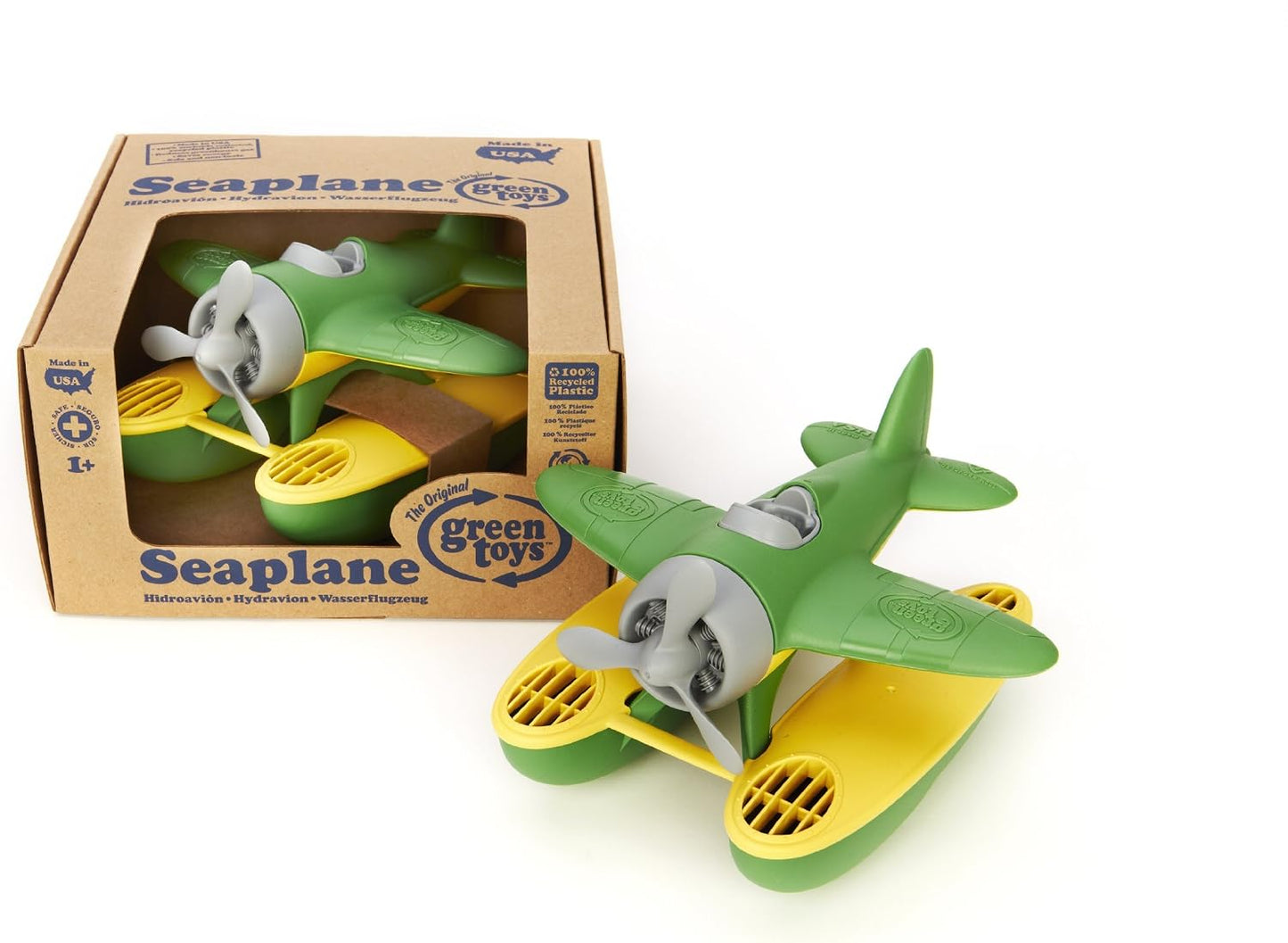 HotGreen Toys Seaplane in Green Color - Bpa Free, Phthalate Free Floatplane for Improving Pincers Grip. Toys and Games