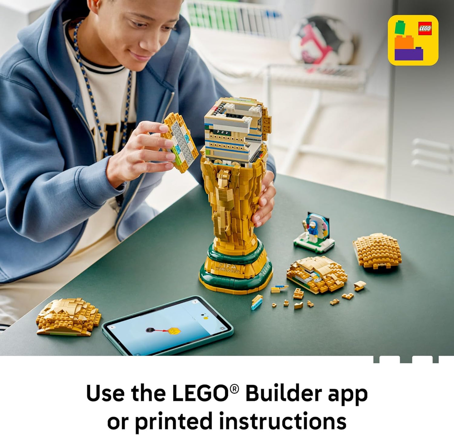 HotLEGO Editions FIFA World Cup Official Trophy Building Set - Kit for Display in Bedroom, Home Office, Book Shelf - Soccer Fans Collectible - W/World Cup 2026 Minifigure - Gift for Birthdays - 43020