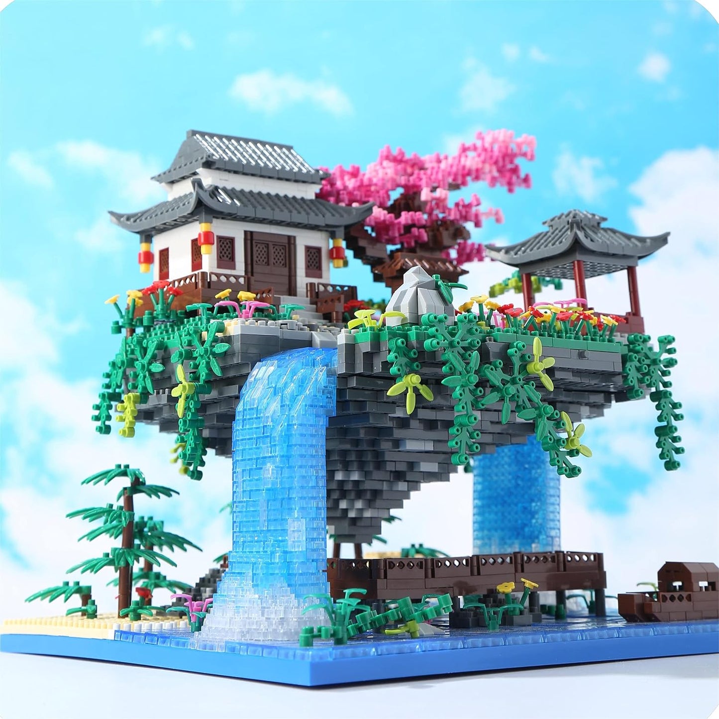 Hot Yushinv Cherry Blossom Tree Building Set with Gift Box, Original Music Cherry Blossom Tree House(Type :Symphony), Japanese Sakura Tree House Lights Building Kit3320 Pcs, Cherry Bonsai Building Set.