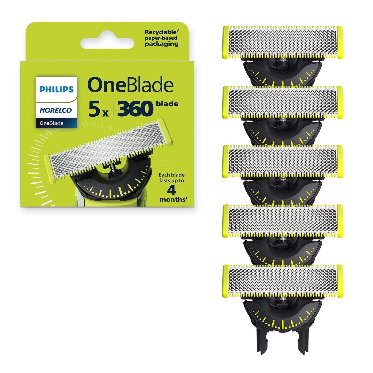 HotPhilips Norelco OneBlade 360 Replacement Blades, for OneBlade Electric Shaver and Trimmer, Durable Stainless Steel, Trim, Edge and Shave, 2 pack, QP420/80