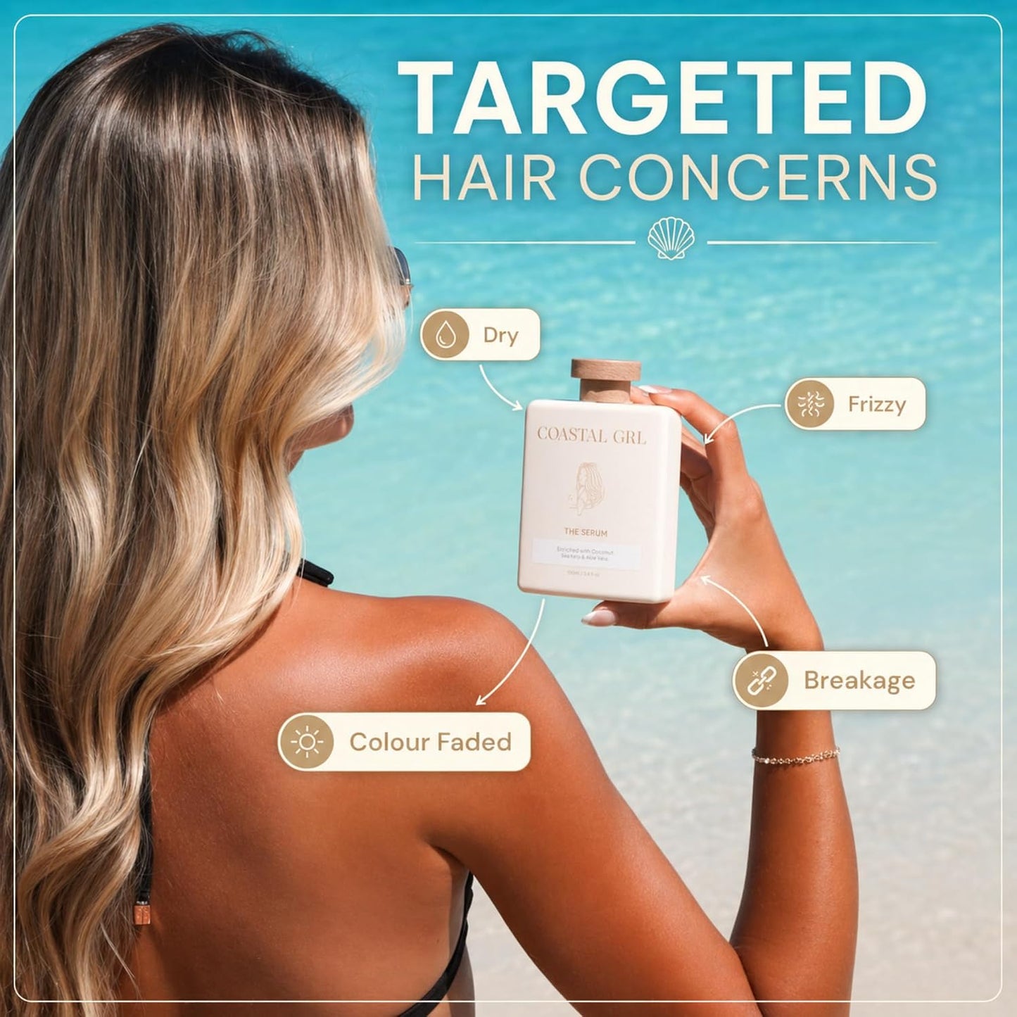 HotPRE-SWIM Saltwater & Chlorine Hair Protectant, Leave In Conditioner for Swimming, Pool & Beach for Dry Frizzy, Color Treated Hair & Extensions, Tropical Coconut Pineapple Scent, 6.8 fl oz