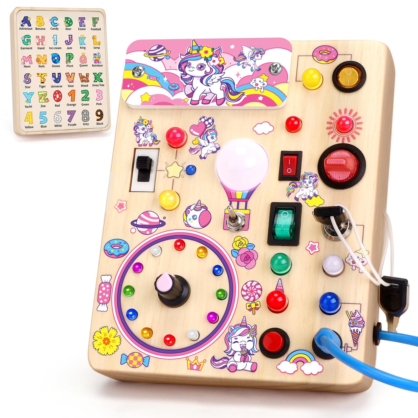 HotGrarain Busy Board for Toddlers - Montessori Educational Toy for 1-3 Year Old Boys & Girls | Travel-Friendly Sensory Learning Activity | Ideal for Kids with Autism(Clocks Busy Board)