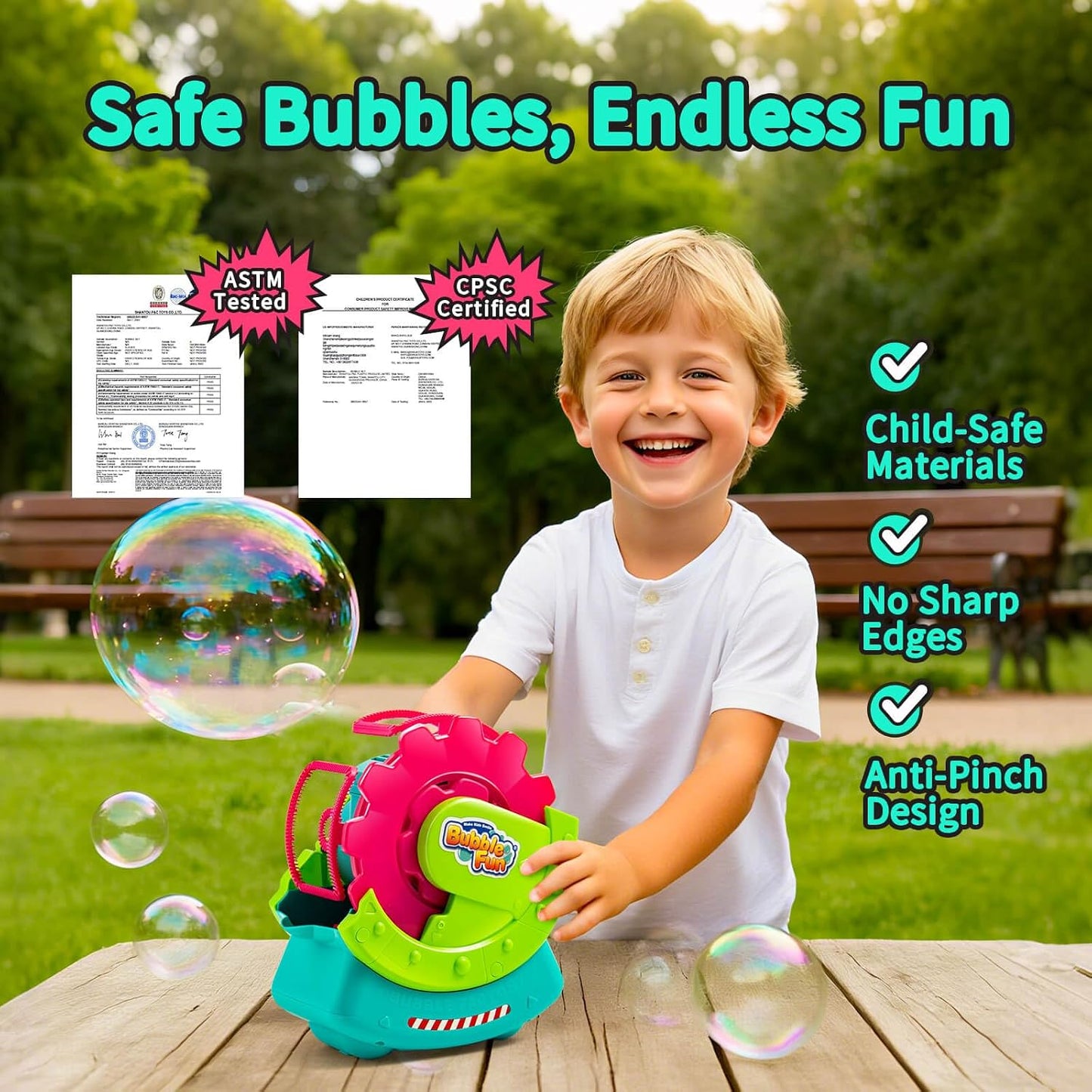 HotBubble Machine for Toddlers Kids & Pets, with 8oz Safe Solution, Extra Large & Bubbles in Bubble Maker, Children & Pets Dog Toys Gift, Indoor/Outdoor Birthday Wedding Party Bubble Blower