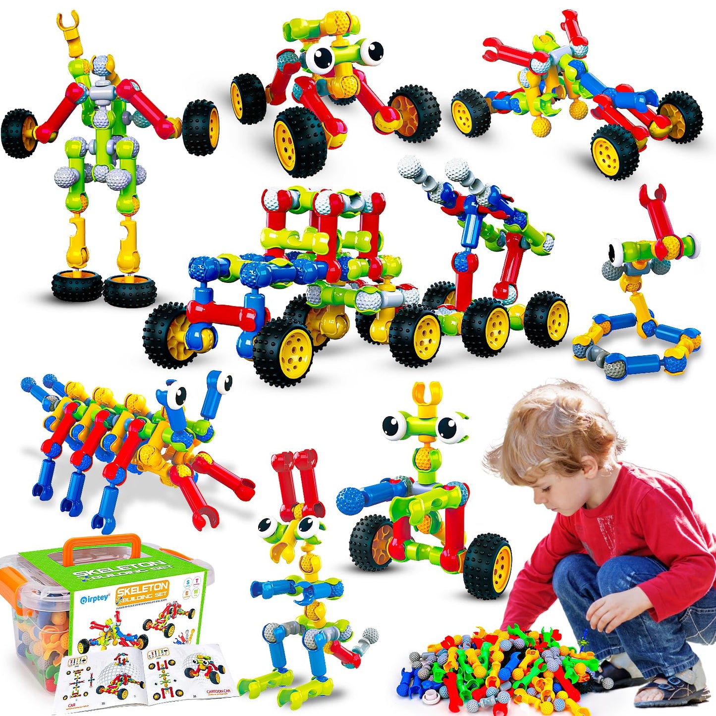 Hot Kids STEM Building Toys for 3 4 5 6 7 8+ Year Old Boy Girl Birthday Gift, 125 Pcs Preschool Classroom Educational Building Blocks Stem Kits Activities Ages 3-5 4-8 5-7 6-8 Engineering Creative Games
