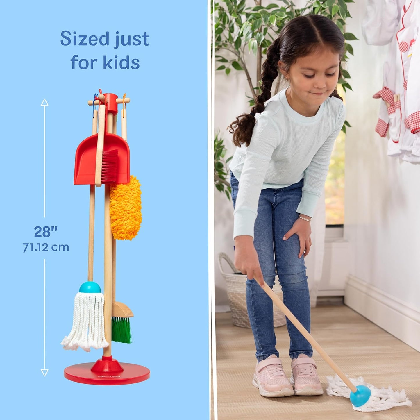 HotMelissa & Doug Dust Sweep Mop, 6-Pc. Toddler Cleaning Set with Kids Broom & Accessories, Preschool Learning Activities & Kids Toys for Girls & Boys 3+