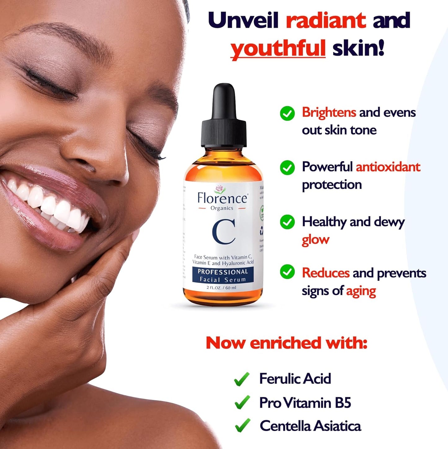 HotVitamin C Serum For Face – Anti Aging Face Serum with Vitamin C, Hyaluronic Acid, Vitamin E. Brightening Formula. Improve Appearance of Dark Spots, Tone, Fine Lines & Wrinkles, Glowing Skin 2 Fl Oz