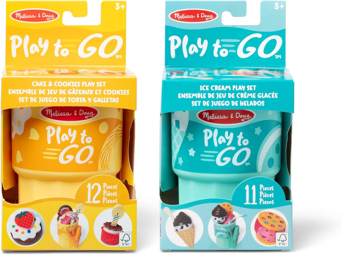 Hot Melissa & Doug Play to Go Cups Food Playset Bundle (2-Pack) - Travel Toys and Pretend Play Food with Fidget Lids for Road Trip Activities for Kids