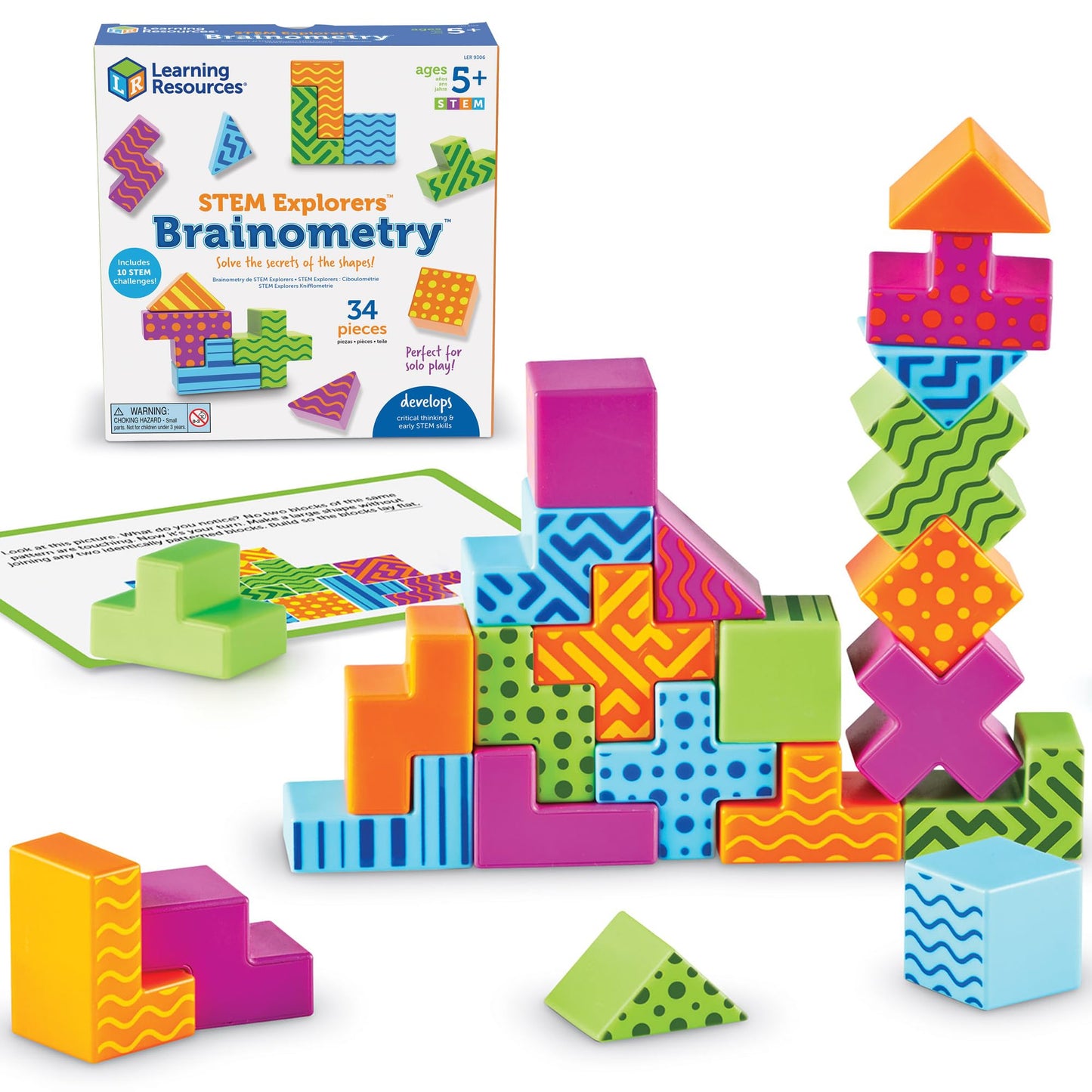 HotLearning Resources STEM Explorers Brainometry - 3D Puzzle Games for Kids, Kids Travel Games, Brain Teaser Puzzles, Pattern Memory Game, Brain Game Toys, Classroom Toys, 5 Year Old Boy and Girl Gifts