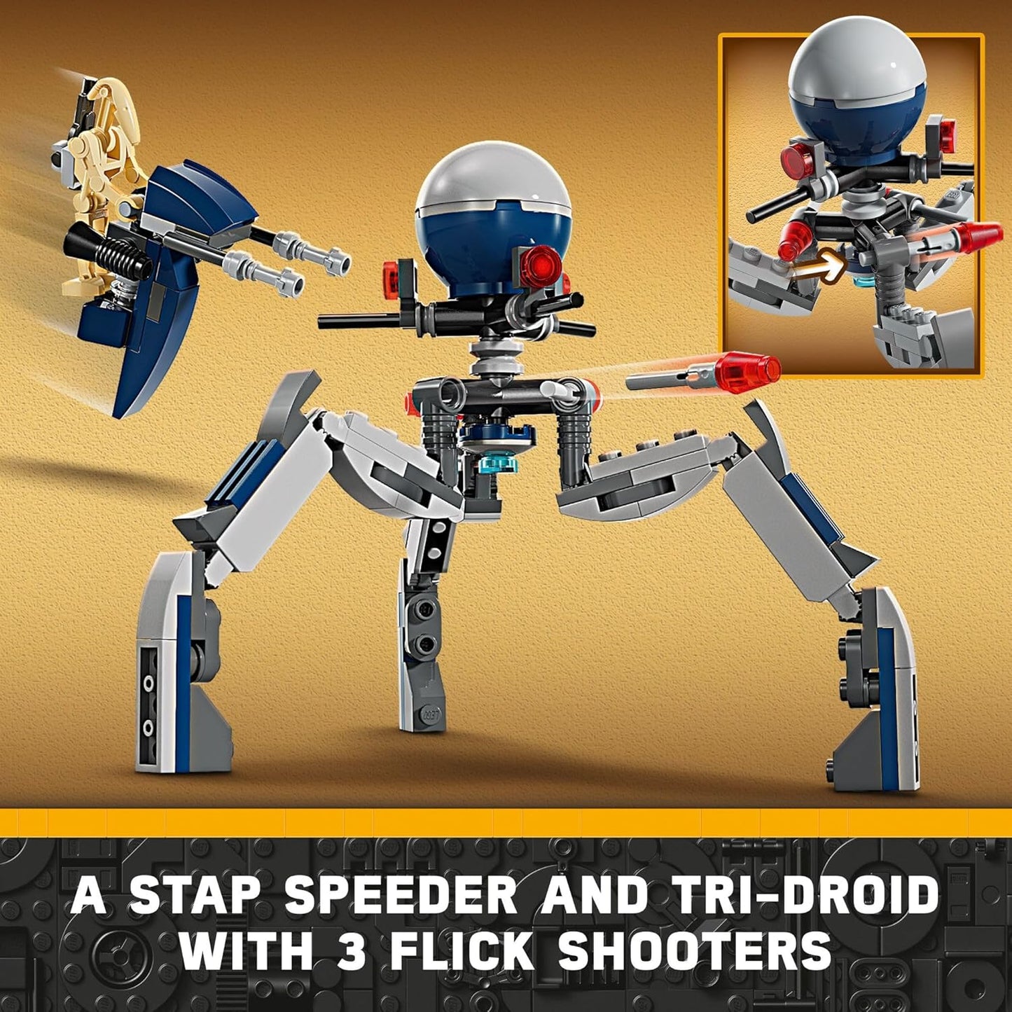HotLEGO Star Wars Clone Trooper & Battle Droid Battle Pack Set for Kids, Buildable Toy Speeder Bike Vehicle, Tri-Droid and Defensive Post, Collectible, Gift for Boys and Girls Aged 7 and Up, 75372