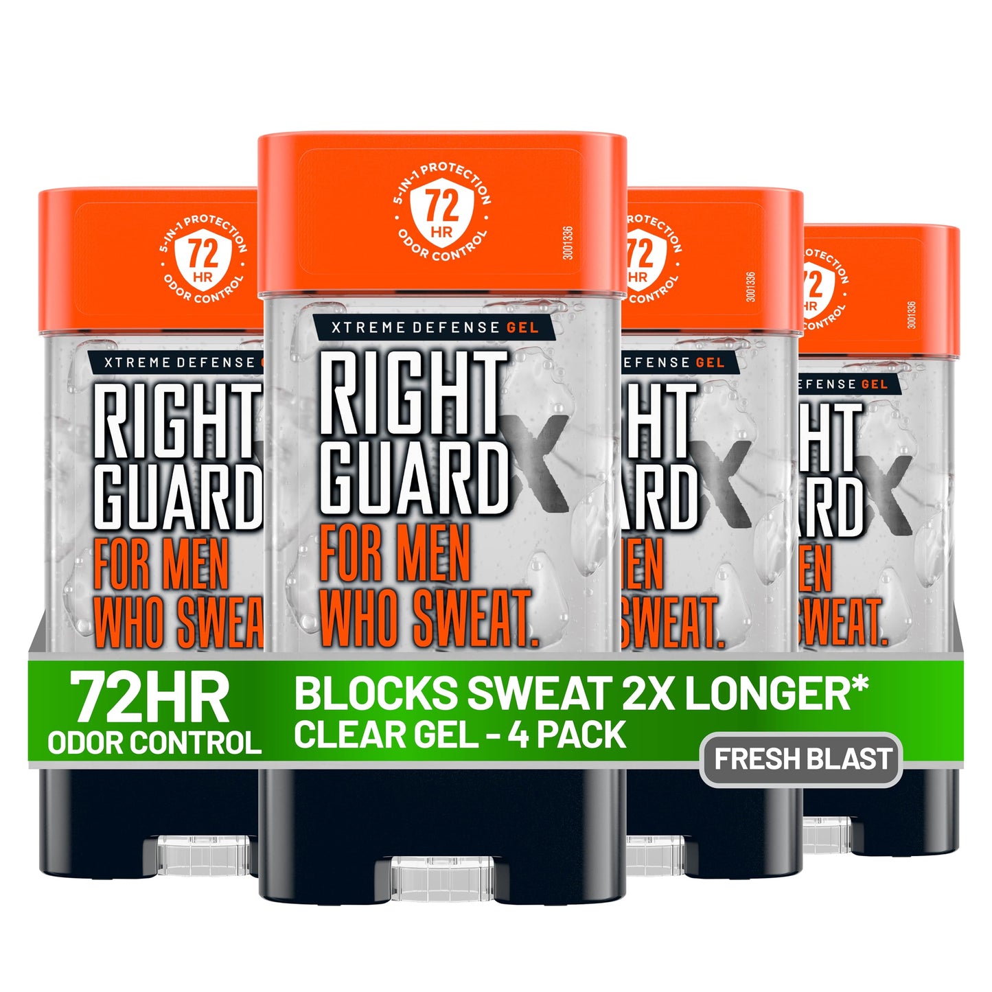 HotRight Guard Xtreme Defense Antiperspirant Deodorant Gel, Arctic Refresh Scent - 5-in-1 Deodorant Men Can Trust, 72-Hour Odor Control Invisible Gel for Men, 4 oz (4 Pack)