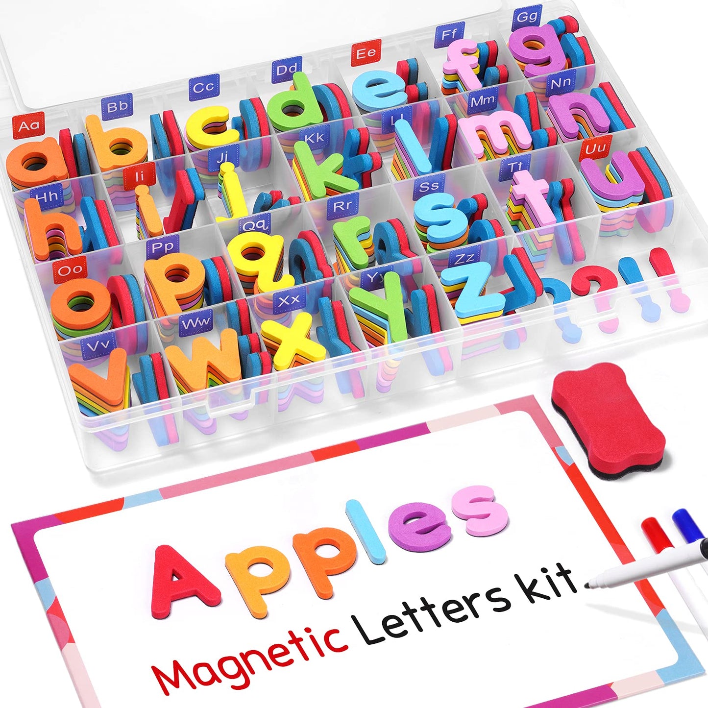 Hot Gamenote Classroom Magnetic Alphabet Letters Kit 238 Pcs with Double - Side Magnet Board - Foam Alphabet Letters for Preschool Kids Toddler Spelling and Learning Colorful ABC Education Fridge Magnets