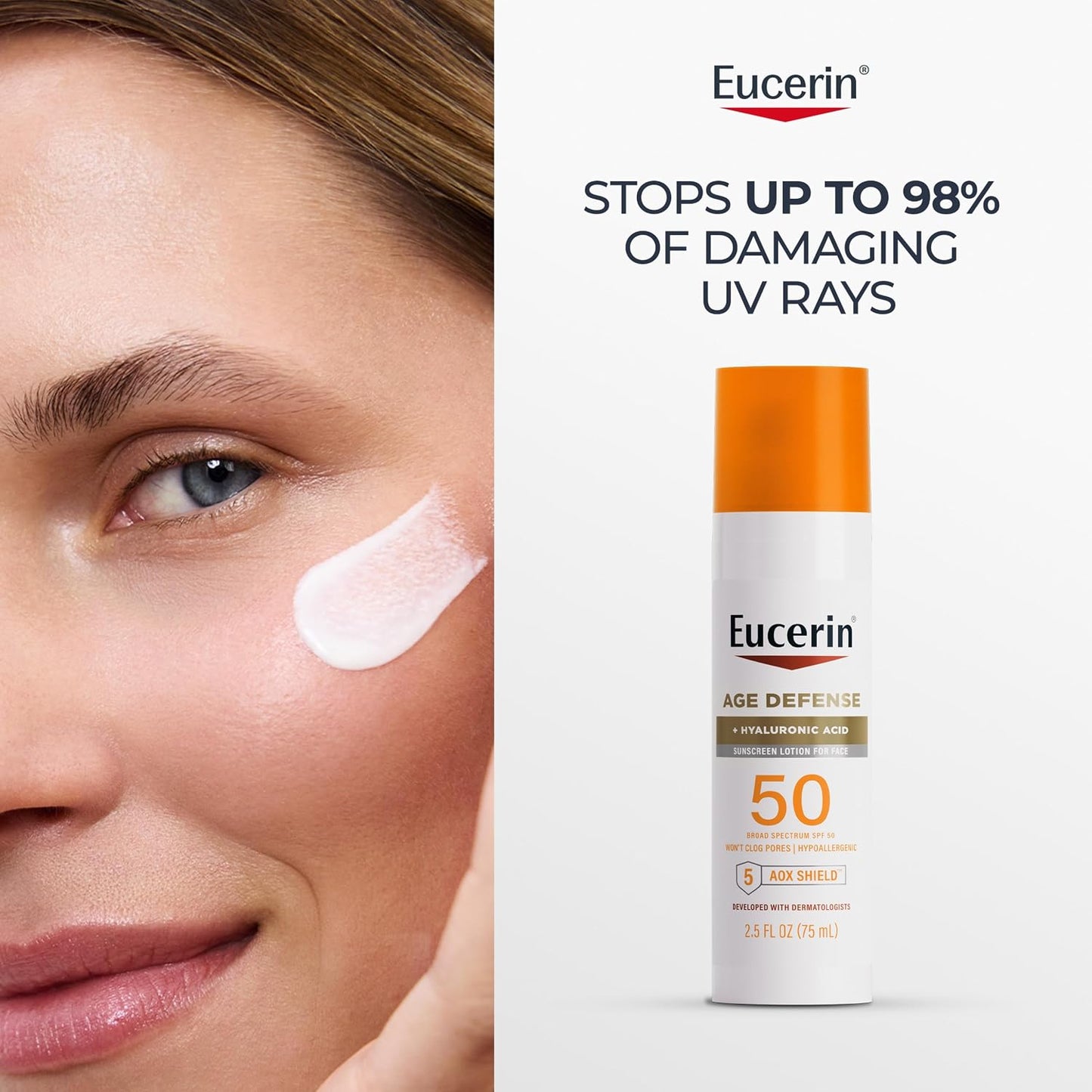 HotEucerin Sun Age Defense Face Sunscreen Lotion SPF 50, 2.5 FL OZ