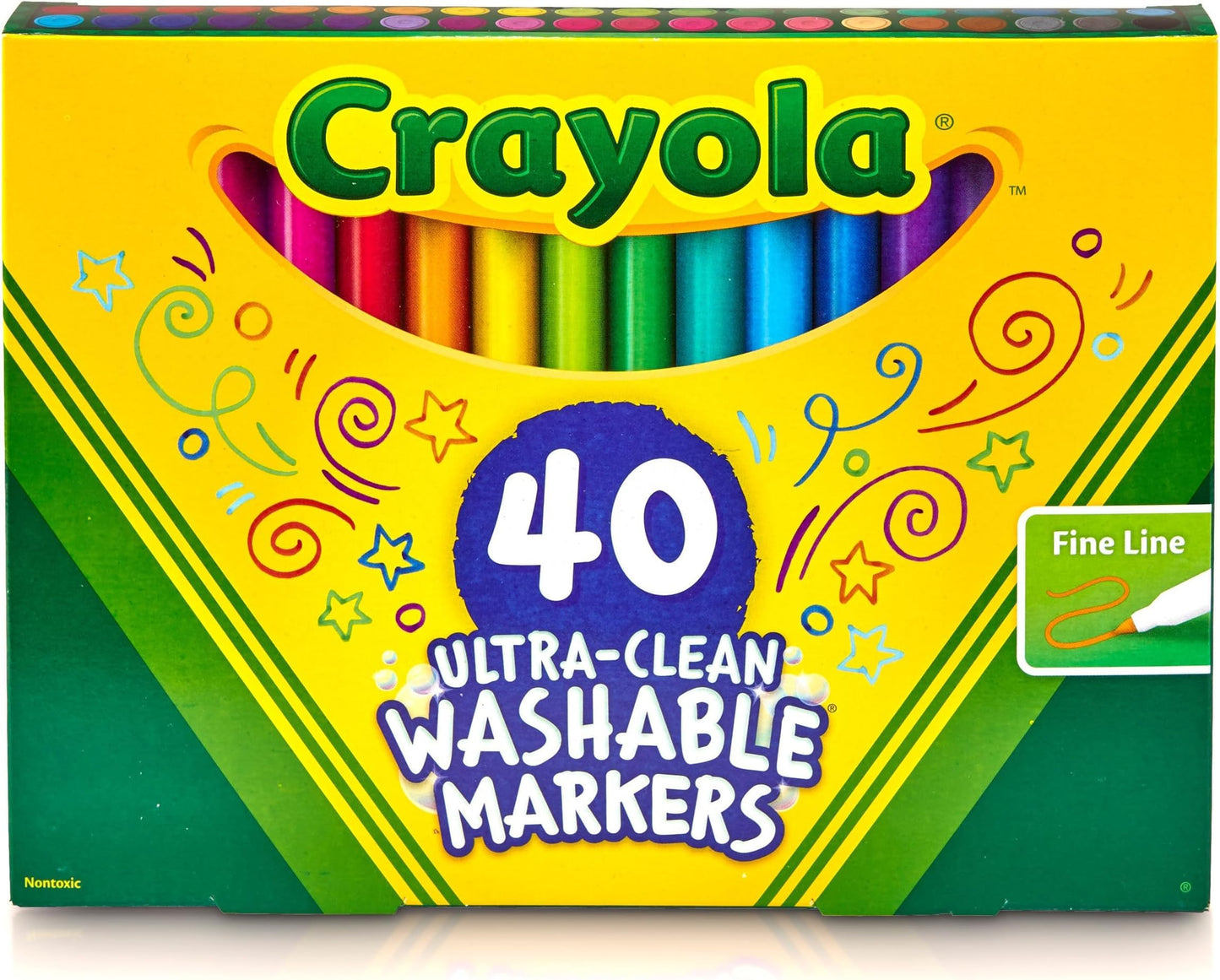 HotCrayola Ultra Clean Fine Line Washable Markers (40ct), School Supplies, Classroom Teacher Must Haves, Homeschool Essentials, Gifts for Kids, Ages 3, 4, 5