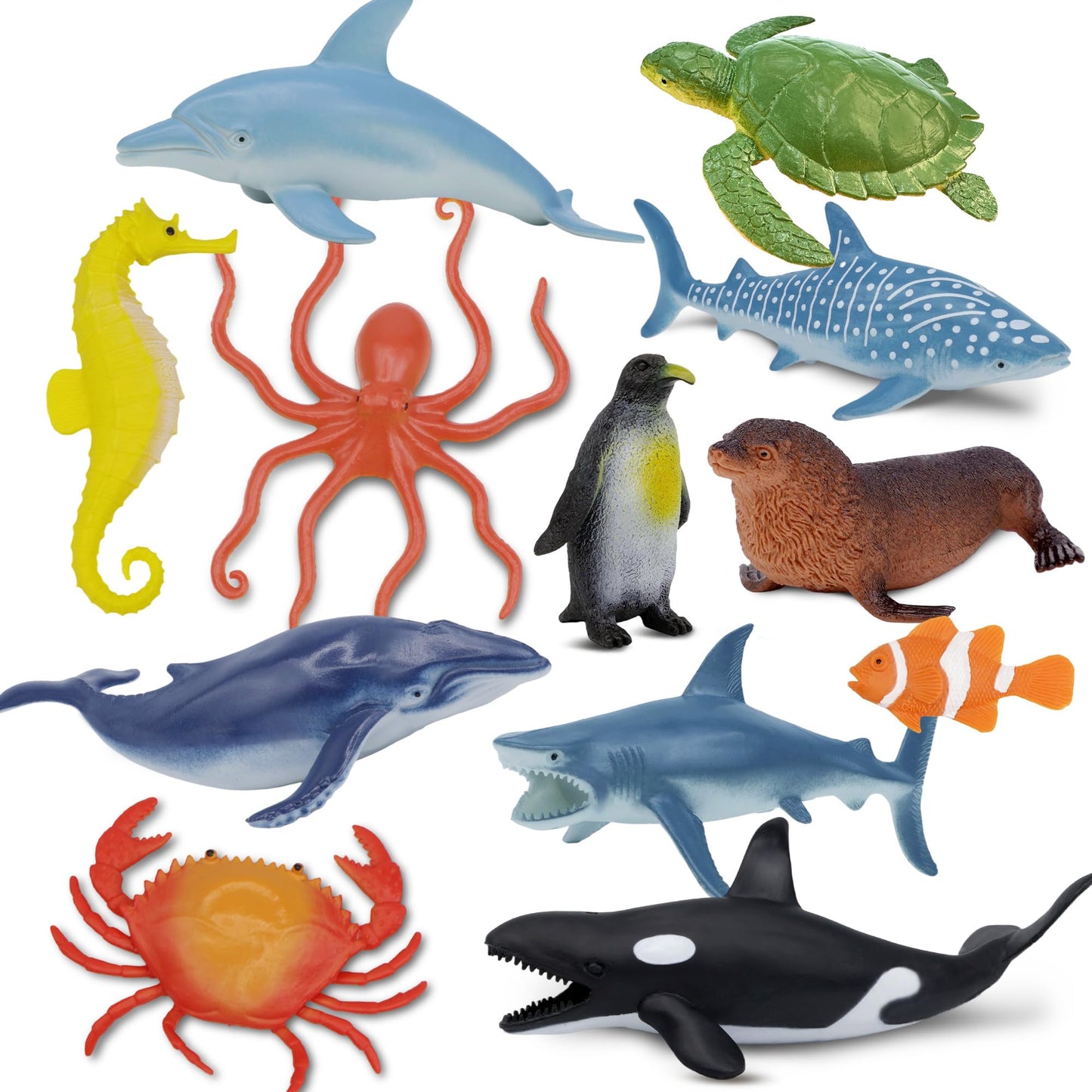 HotSafari Animal Figurines Set for Kids, 10 Piece Realistic Wild Zoo Animals Collection with Elephant, Lion, Tiger, Giraffe, Educational Toys for Toddlers Boys Girls