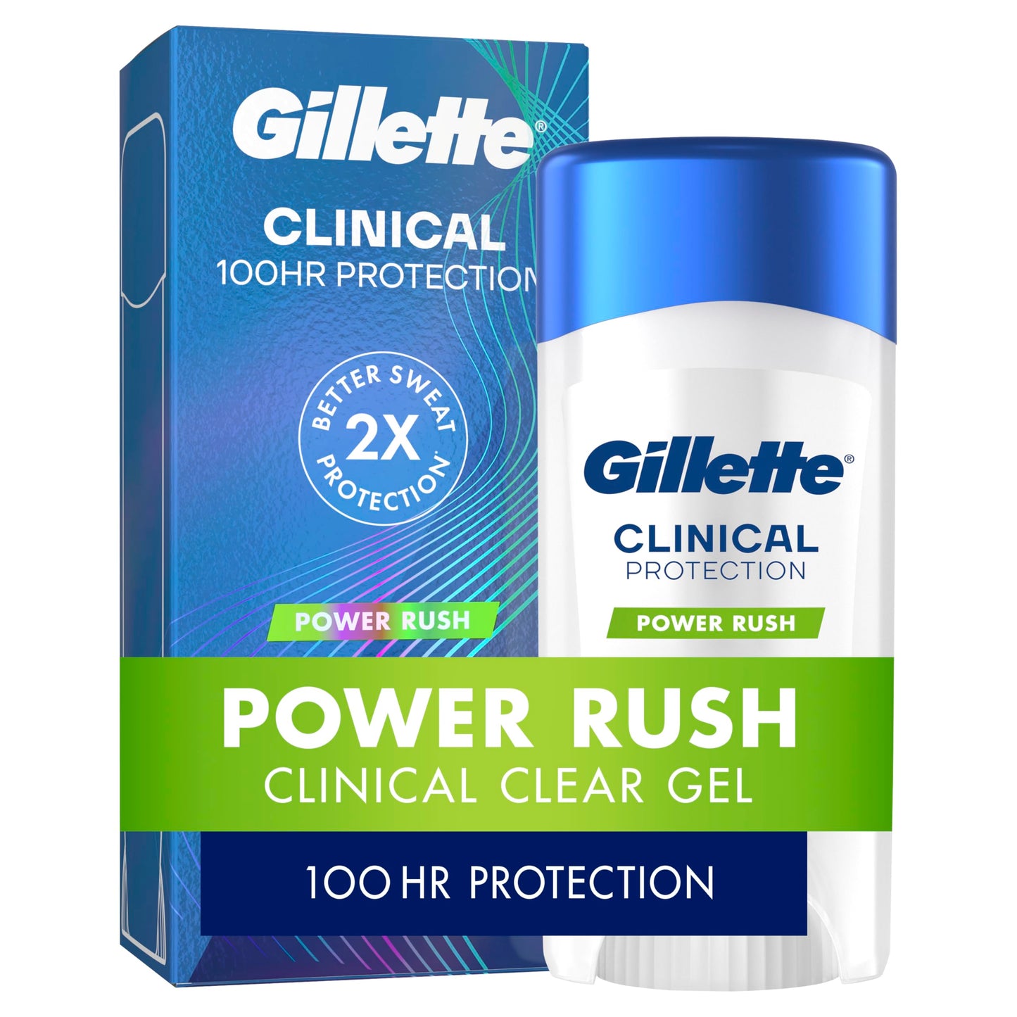 HotGillette Clinical Antiperspirant and Deodorant for Men, 100HR Clinical Strength Sweat & Odor Protection, Long Lasting Freshness, Anti-White Mark Technology, Clear Gel, Cool Wave Scent, 2.6 oz
