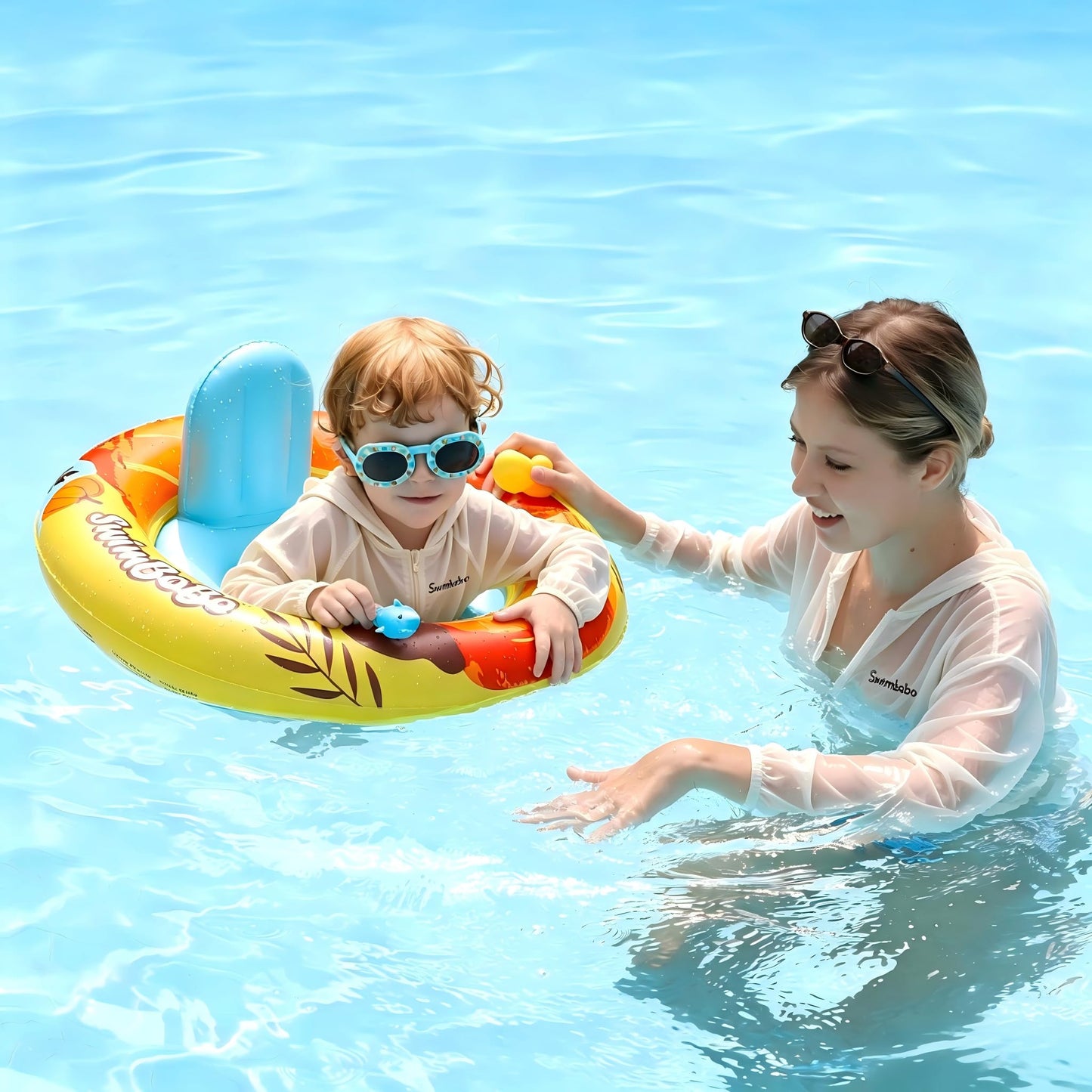 HotInflatable Baby Swimming Float with Safety Seat Fun Swimming Pool Toys for Age 6-36 Months Toddler