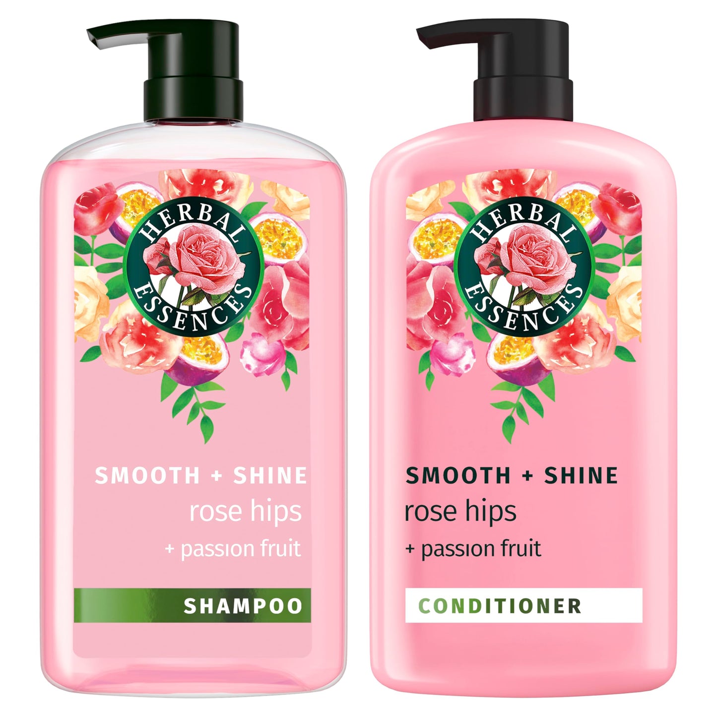 HotHerbal Essences Shampoo & Conditioner Set, Rose Hips + Passionfruit - Smooth Collection, Paraben-Free, Color-Safe, Shiny Hair with Jojoba & Vitamin E, 29.2 Fl Oz Each, 2-Pack