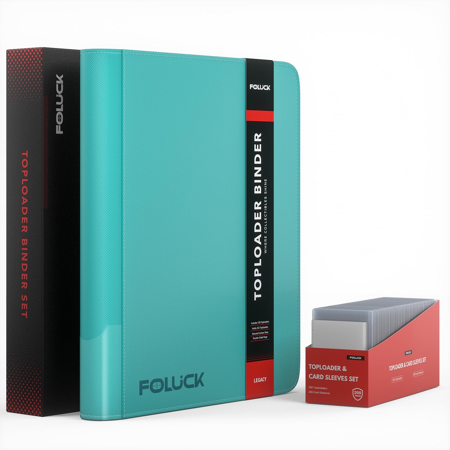 Hot Foluck 9 Pocket Top Loader Binder Trading Card Binder Holds 252 Toploaders | 200Pcs Top Loaders & Card Sleeves Included, Comprehensive Protection, for Pokemon, TCG, MTG, Sports Cards