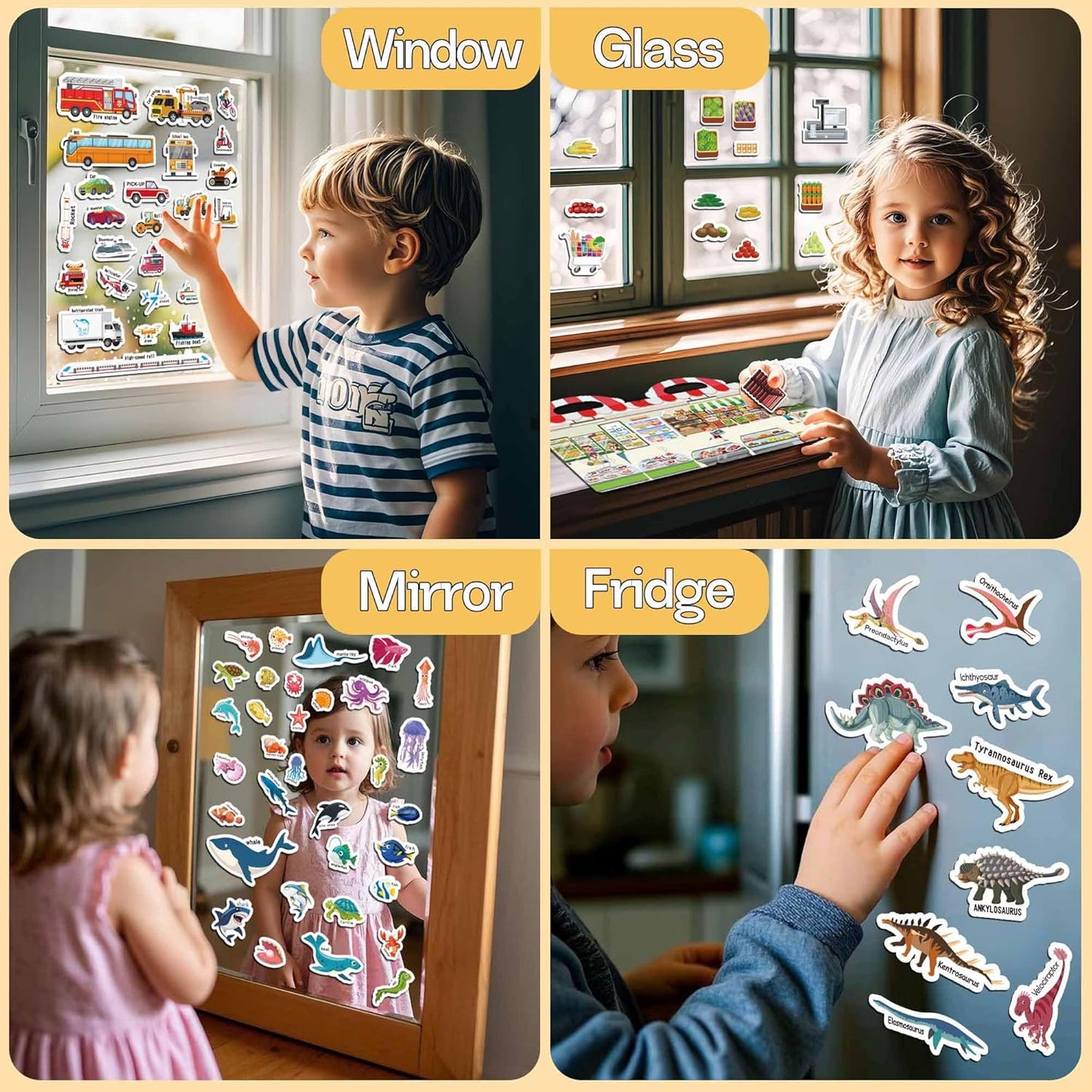 HotiGetooy 6 Sets Reusable Sticker Book for Toddlers 1-3, Jelly Sticker Books for Toddlers 2-4 Years, Toddler Travel Toys for Kids 2 3 4 Year Old Girls Boys