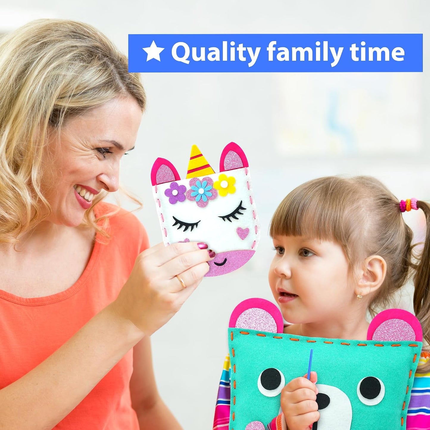 HotKRAFUN My First Sewing Kit for Kids Ages 6-12 | 7 Animal Dolls | 7 stuffed animal & plush pillow projects. Pre-punched felt & instructions included. Gift for girls & boys