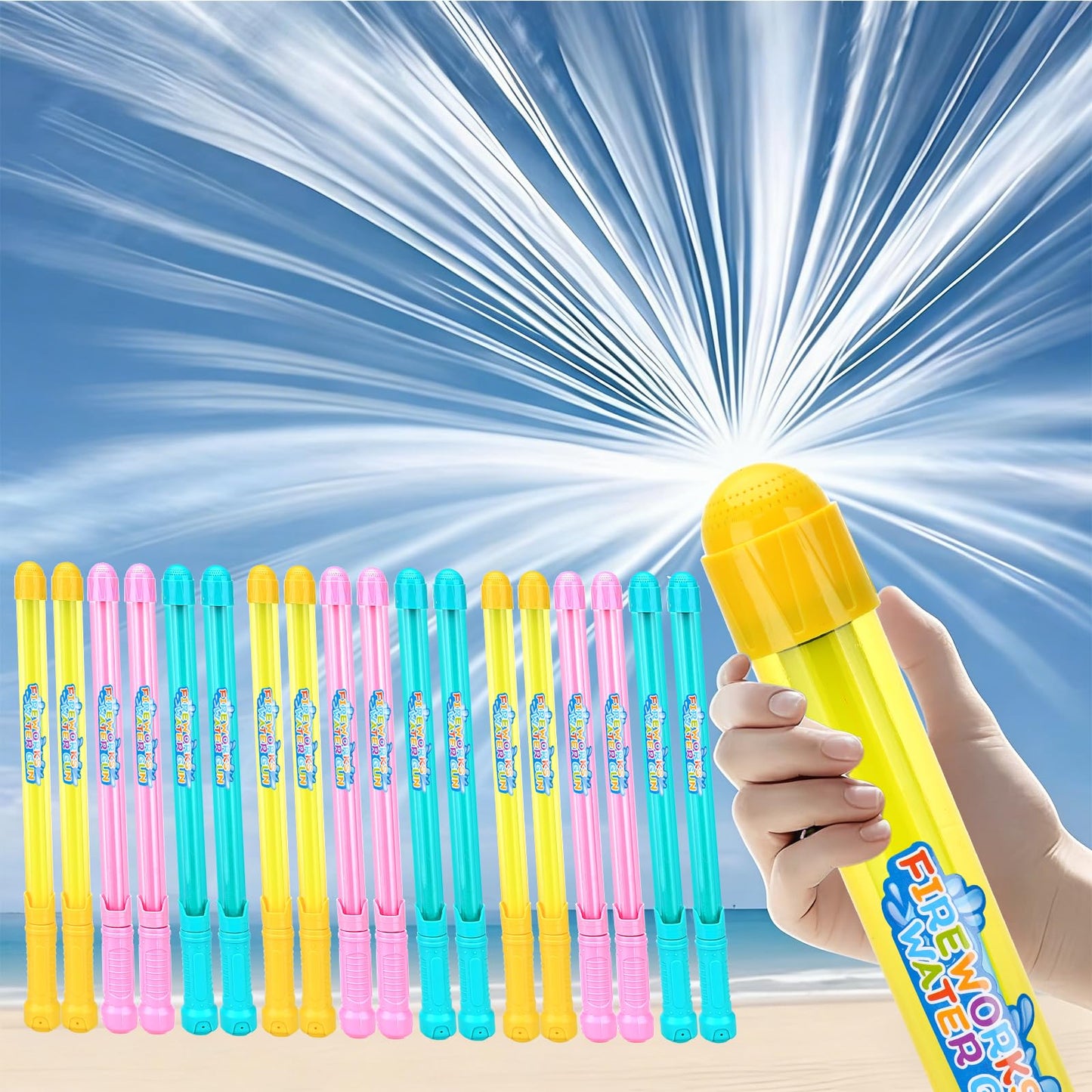 Hot 6Pack Creativity Fireworks Water Gun, Sprays Water Like Fireworks, Squirt Gun for Kids, Bulk Samll Water Blaster Summer Pool, Backyard, Beach, Birthday Party Outdoor Game Toys