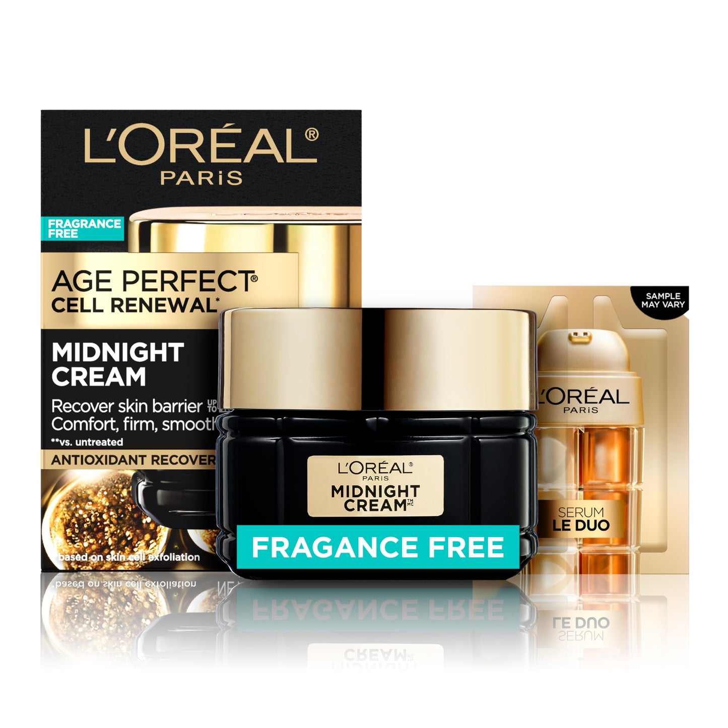 HotL'Oreal Paris Age Perfect Anti-Aging Midnight Cream, Face Moisturizer with Shea Butter to Reduce Wrinkles and Firm Skin, 1.7oz + Serum Sample