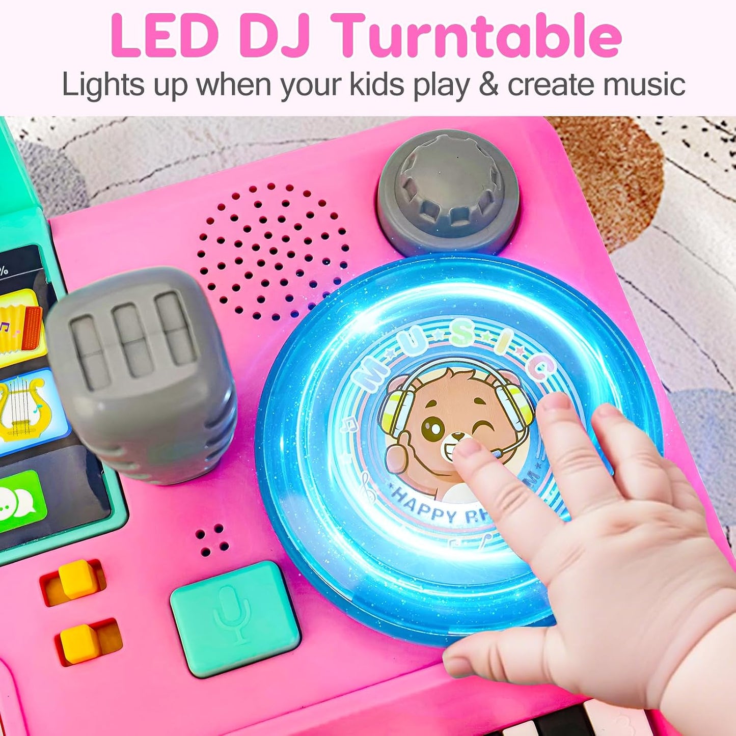 Hot Baby DJ Table for Toddlers with Music & Light, Musical Baby Piano Toys Toddler Activity Table Music Instruments Learning Educational Toys for Boys Girls First Birthday Gifts