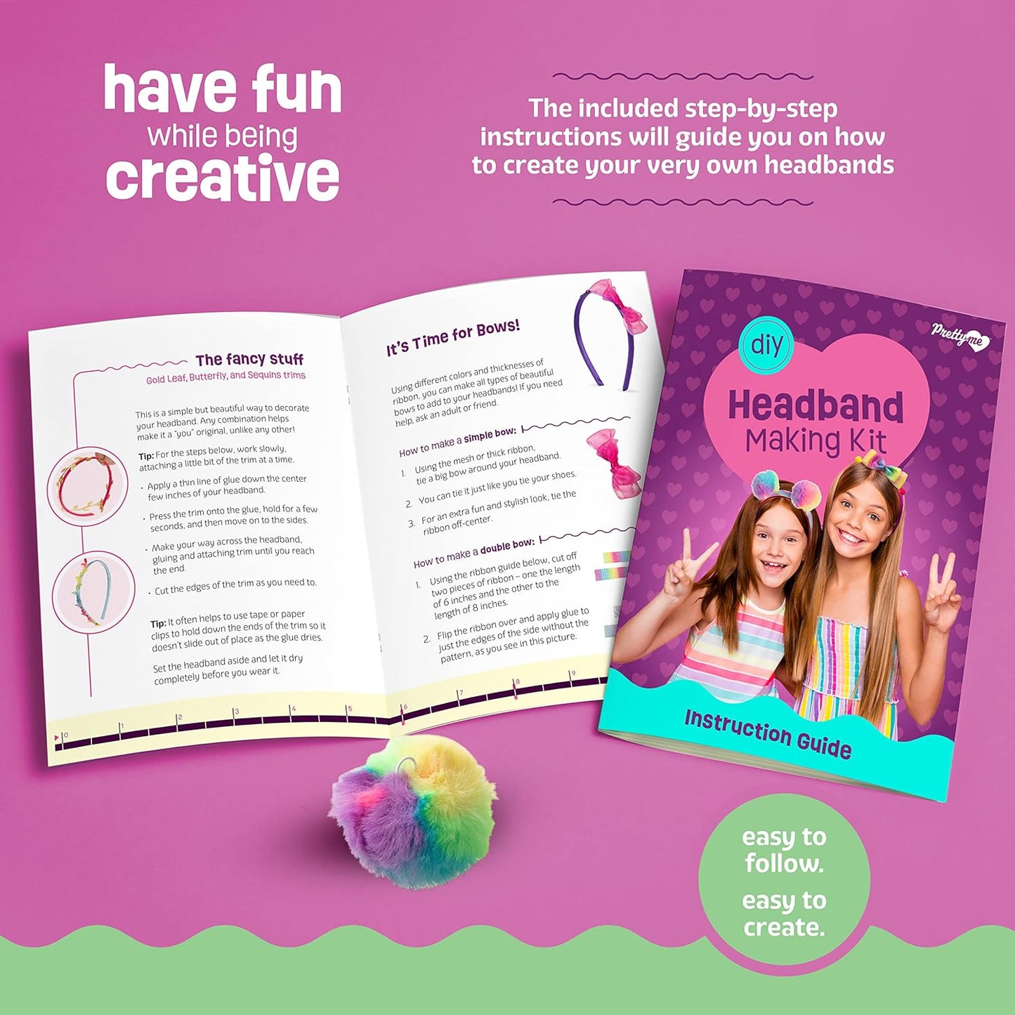 HotPretty Me Headband Making Kit for Girls - Arts & Crafts Easter Gift - Make Your Own Fashion Headbands for Kids - DIY Hair Accessories - Gift for Ages 5-12 Year Old Girl - Little Kids Art & Craft Gifts