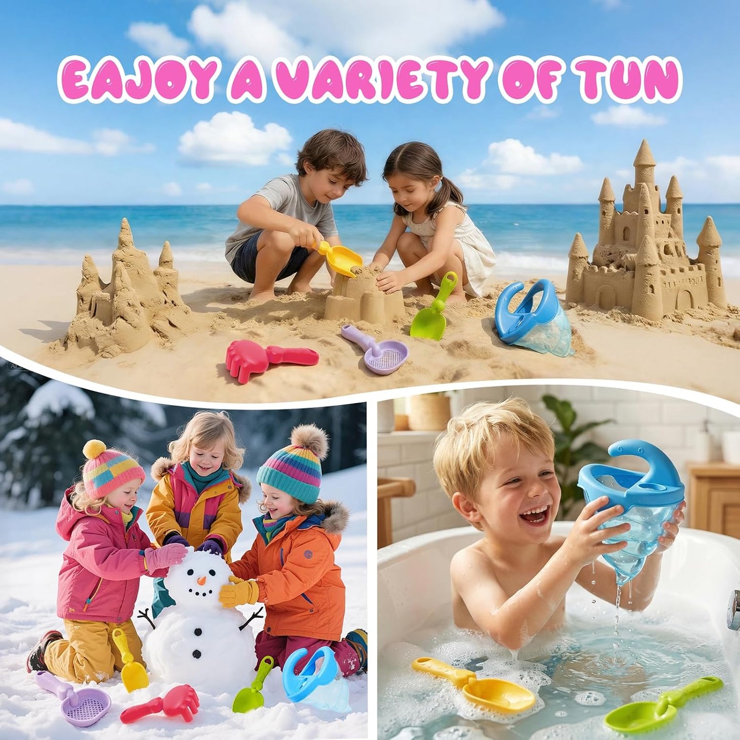 Hot YUTONG Beach Toys for Kids, 5Pcs Sand Spilling Funnel,Set with Shovel Rake Siftersand Spoon,Outdoor Sandbox Toys for Toddlers Age 3+, Pool, Backyard and Summer Beach Activitie