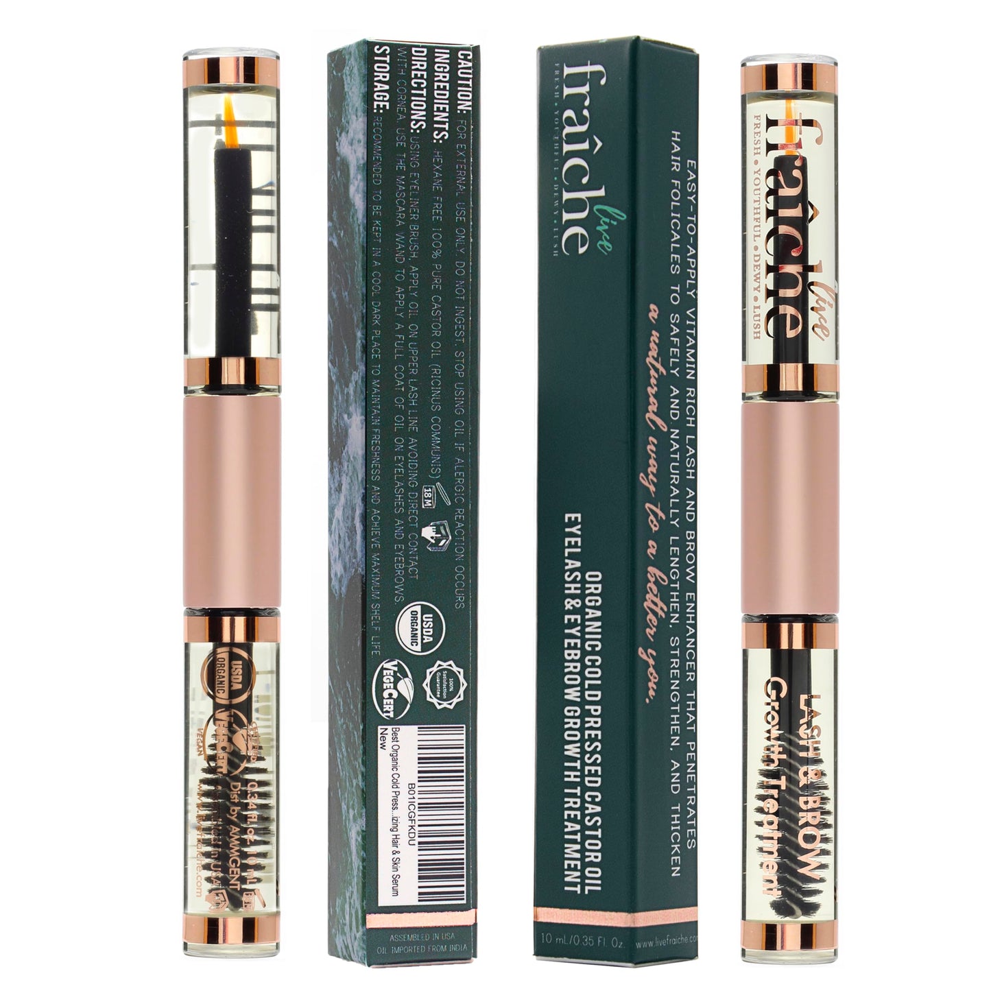 HotUSDA Organic Castor Oil Lash Serum - Cold Pressed Castor Oil Eyelash Growth Serum - Eyelash Conditioner