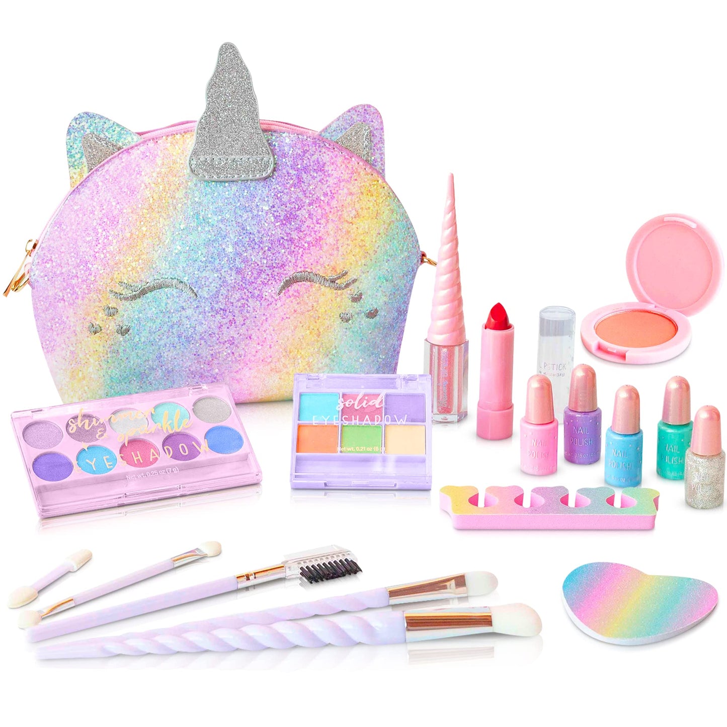 HotKids Real Makeup Kit with Pink Unicorn Purse Non Toxic Washable Make Up Set | Unicorn Toys for Girls Age 4-6, 5 Year Old Girl Birthday Gift Ideas, Toddler Little Girl Gifts 3 4 5 6 7 8 9 10 Years Old