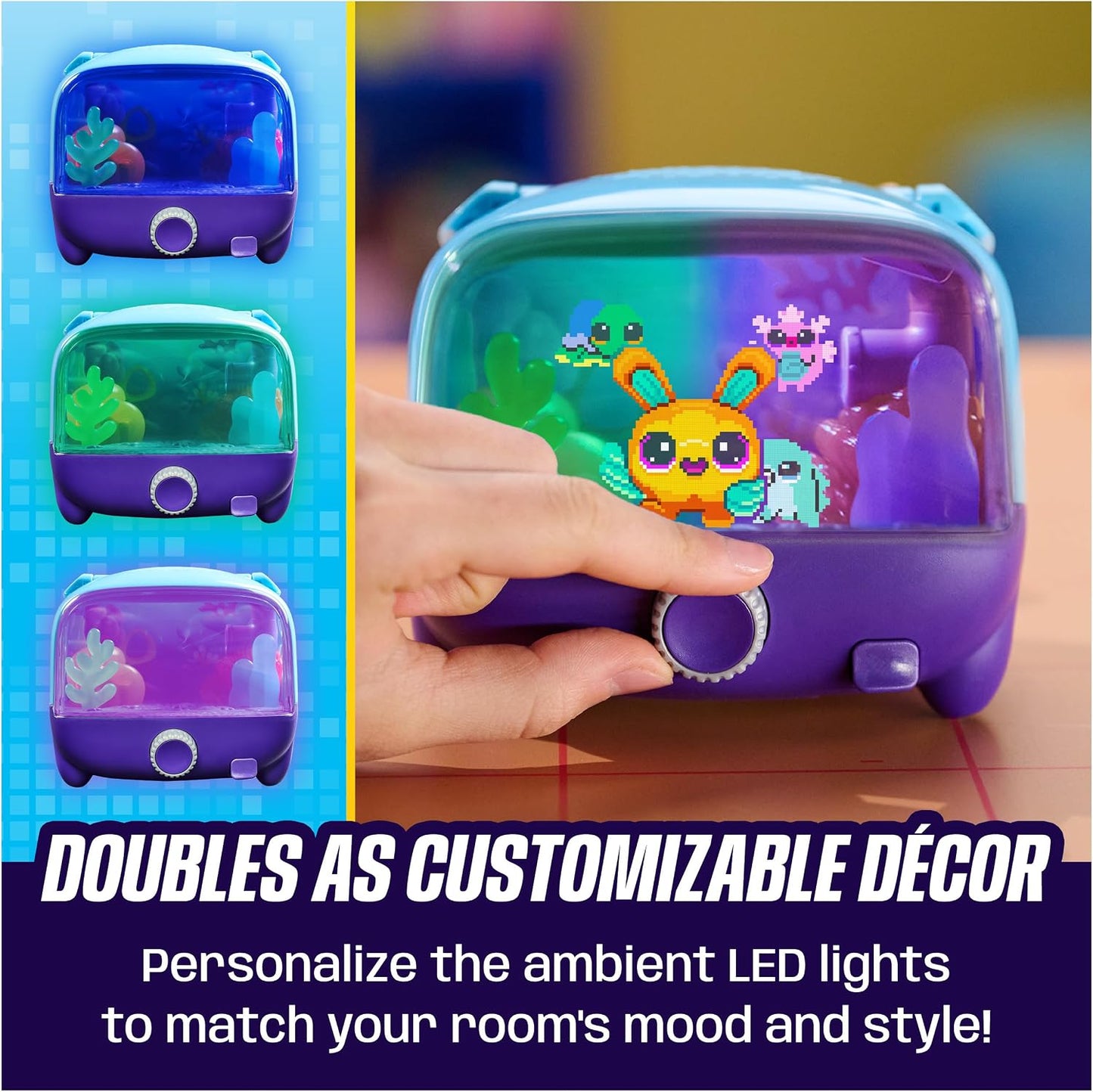 Hot BITZEE Aquarium Interactive Fish Tank Toy & Digital Pet, Ages 5+ | Nurture 30 Virtual Fish, Reacts to Touch, Customize with LED Lights, Screen-Free Responsive Play, Birthday Gift for Kids